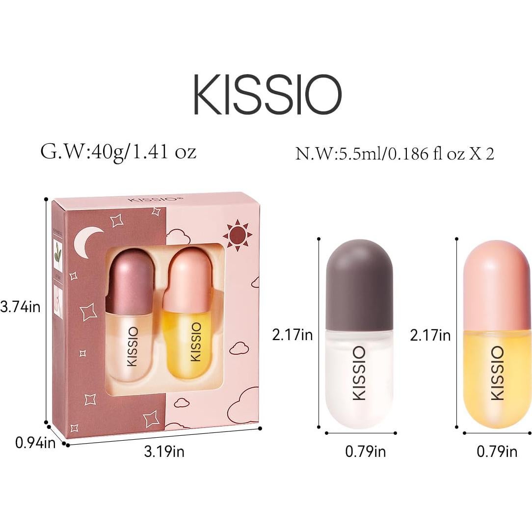 Set de Aumento de Labios KISSIO 2PCS Hidratante Diurno y Nocturno