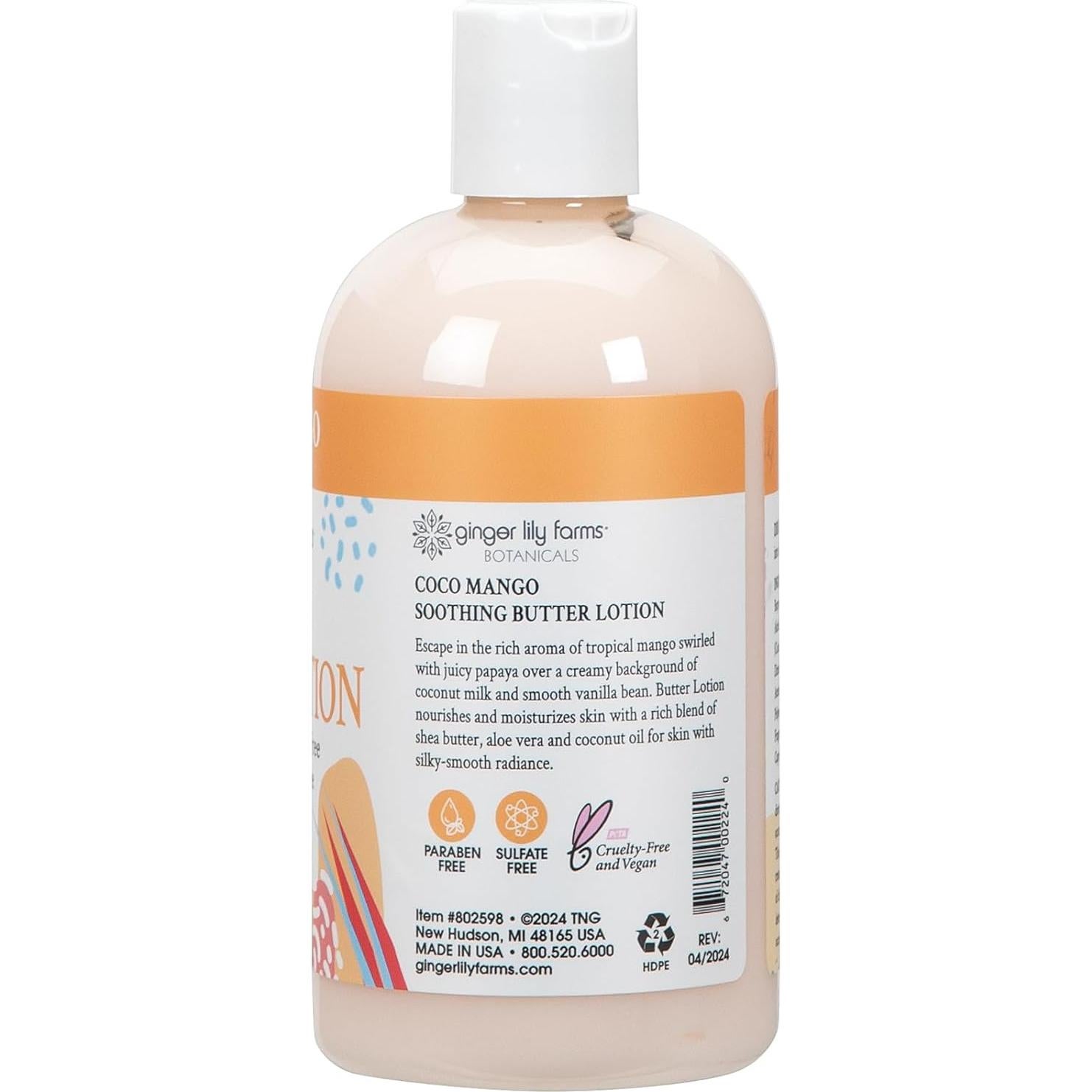 Loción de Mantequilla Calmante Ginger Lily Coco Mango 12 oz