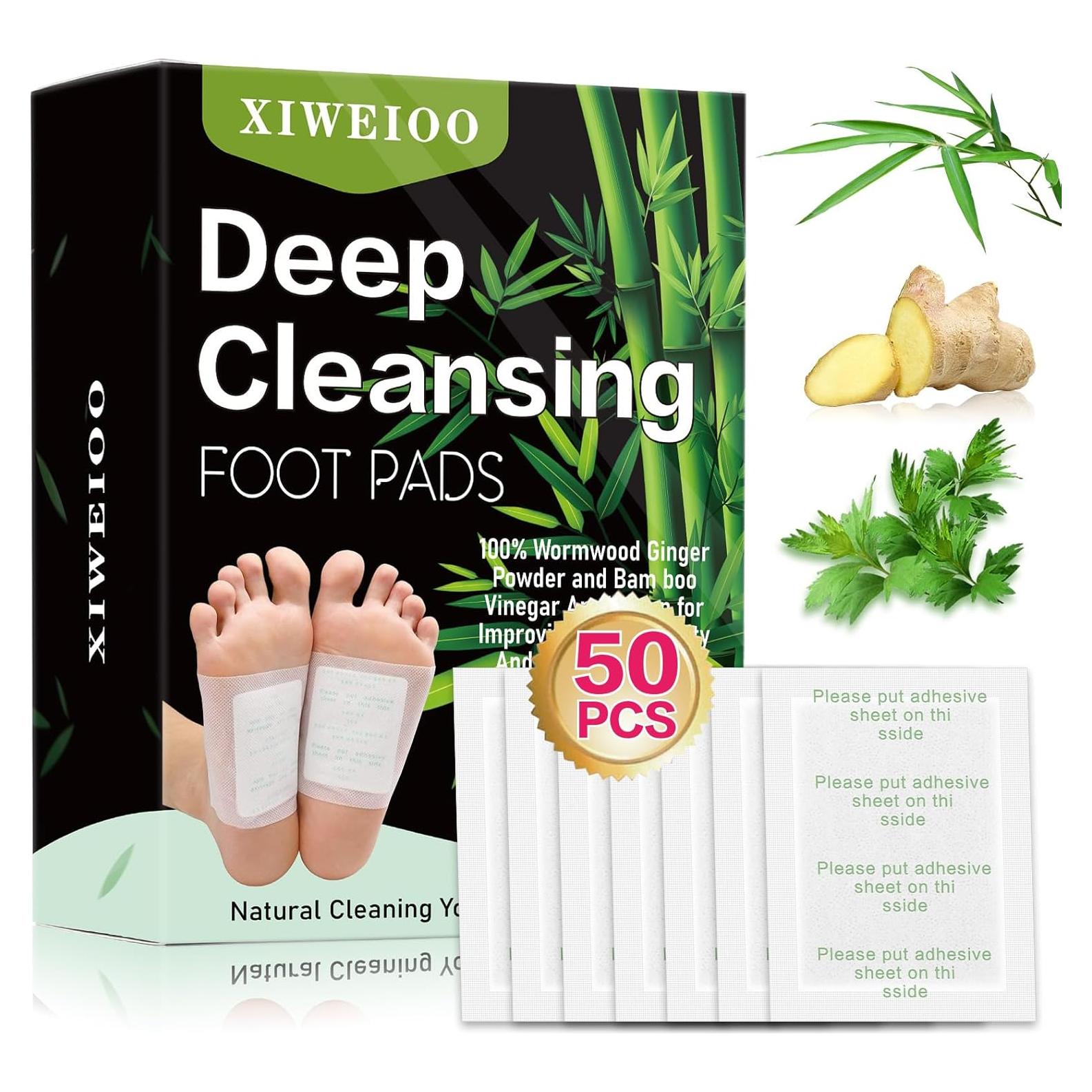 50 Almohadillas para Pies XIWEIOO con Aceite de Jengibre y Carbón