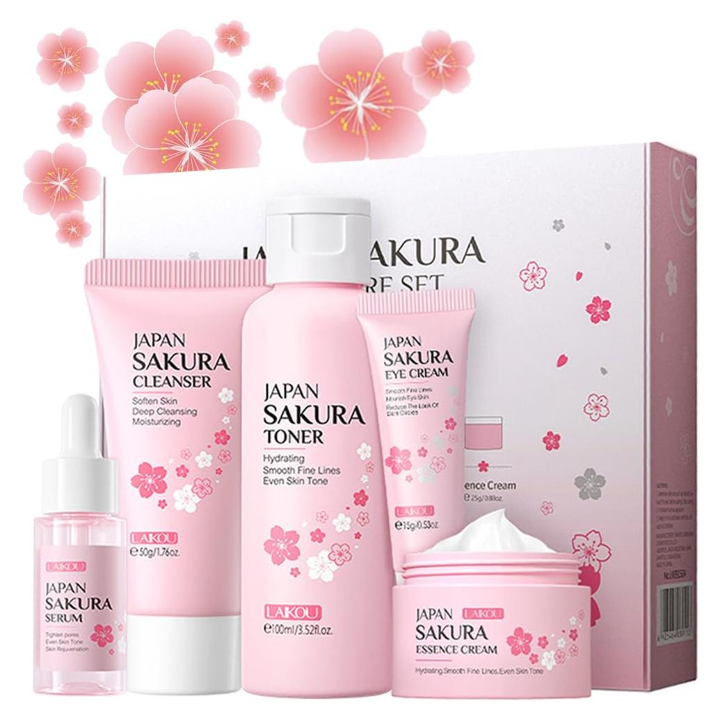 Kit de Cuidado de la Piel Sakura Blopuivo - 5 Piezas Viaje