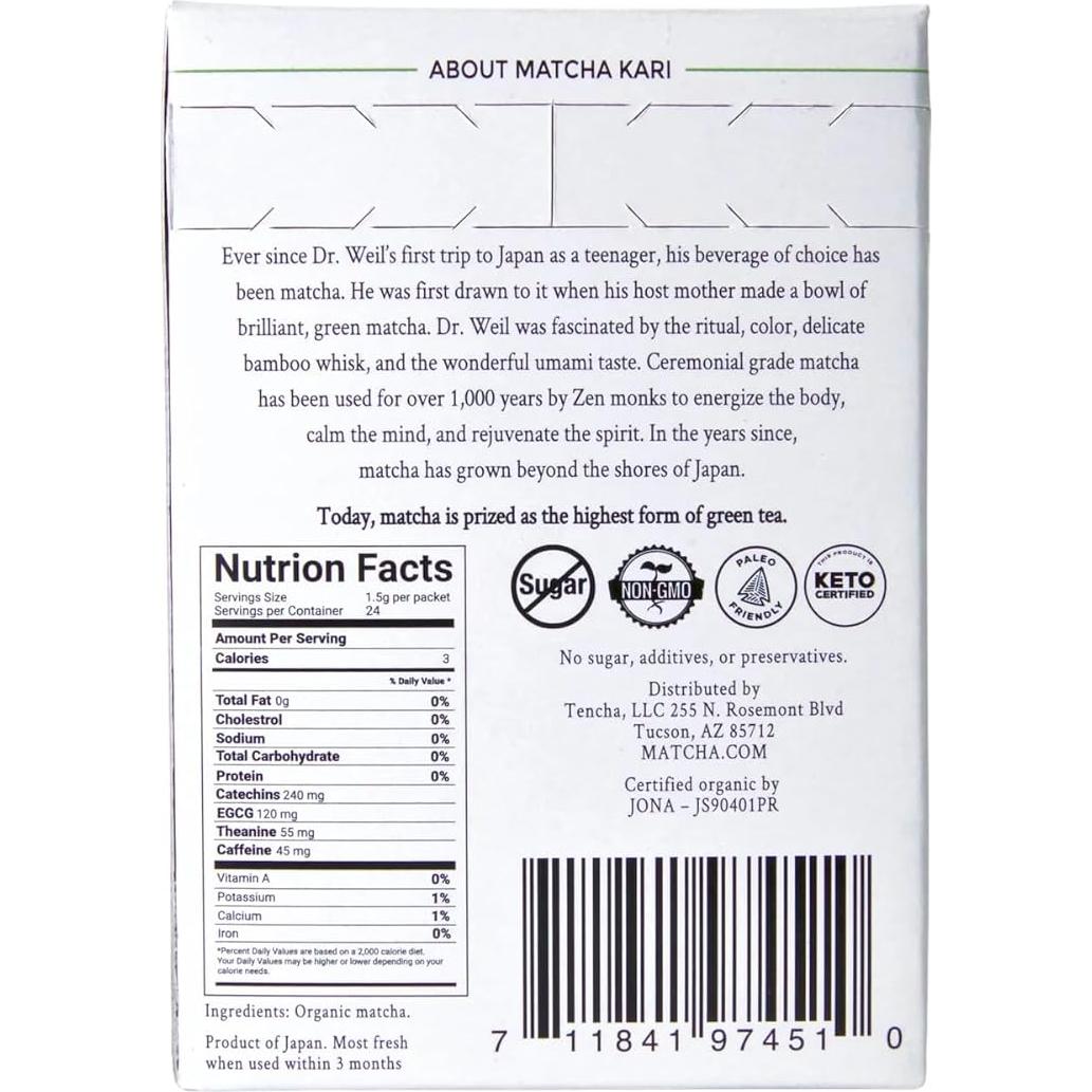 Palitos de Matcha Orgánico Ceremonial Dr. Weil - 12 Unidades