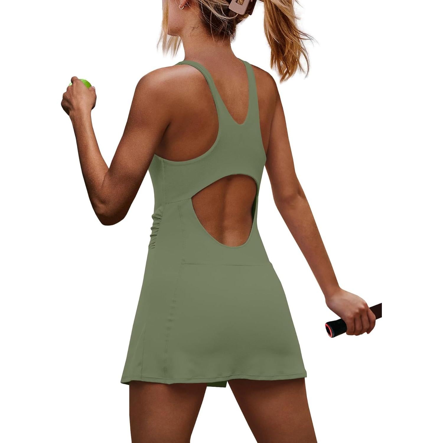 Vestido Deportivo Yanekop para Mujeres con Pantalones Cortos Verde Matcha