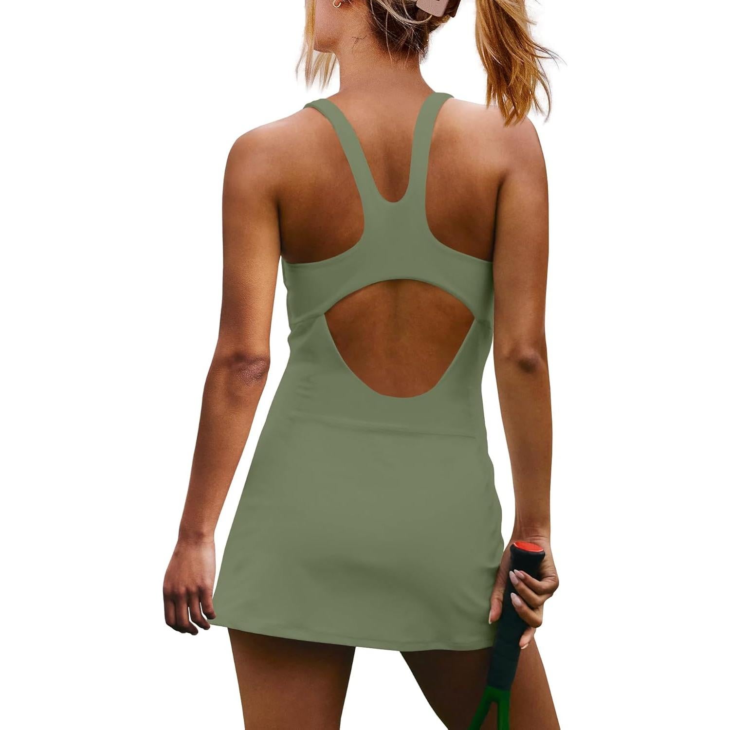 Vestido Deportivo Yanekop para Mujeres con Pantalones Cortos Verde Matcha