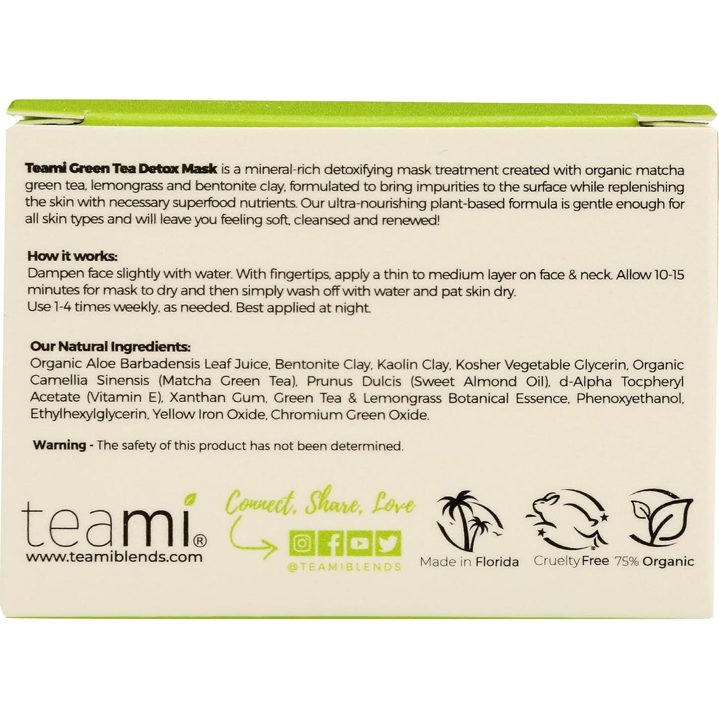 Mascarilla Facial Teami Detox de Té Verde 99.22 g - Hidratante y Purificante