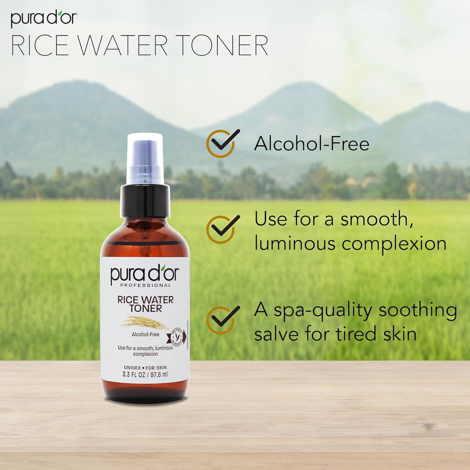 Tónico Facial de Agua de Arroz PURA D'OR 98 ml Hidratante