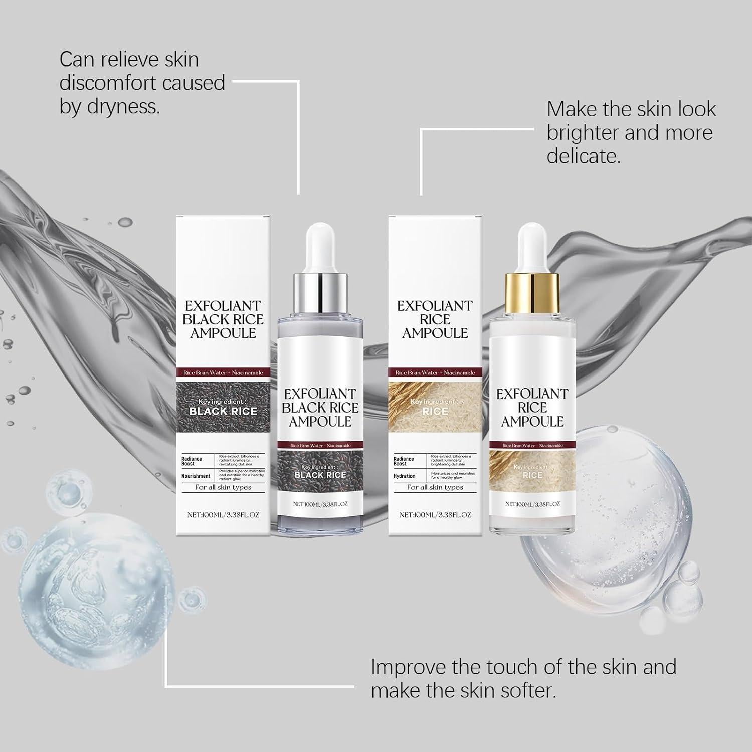 Ampoule Exfoliante de Arroz Negro y Blanco OUKPANE 50 ml x2