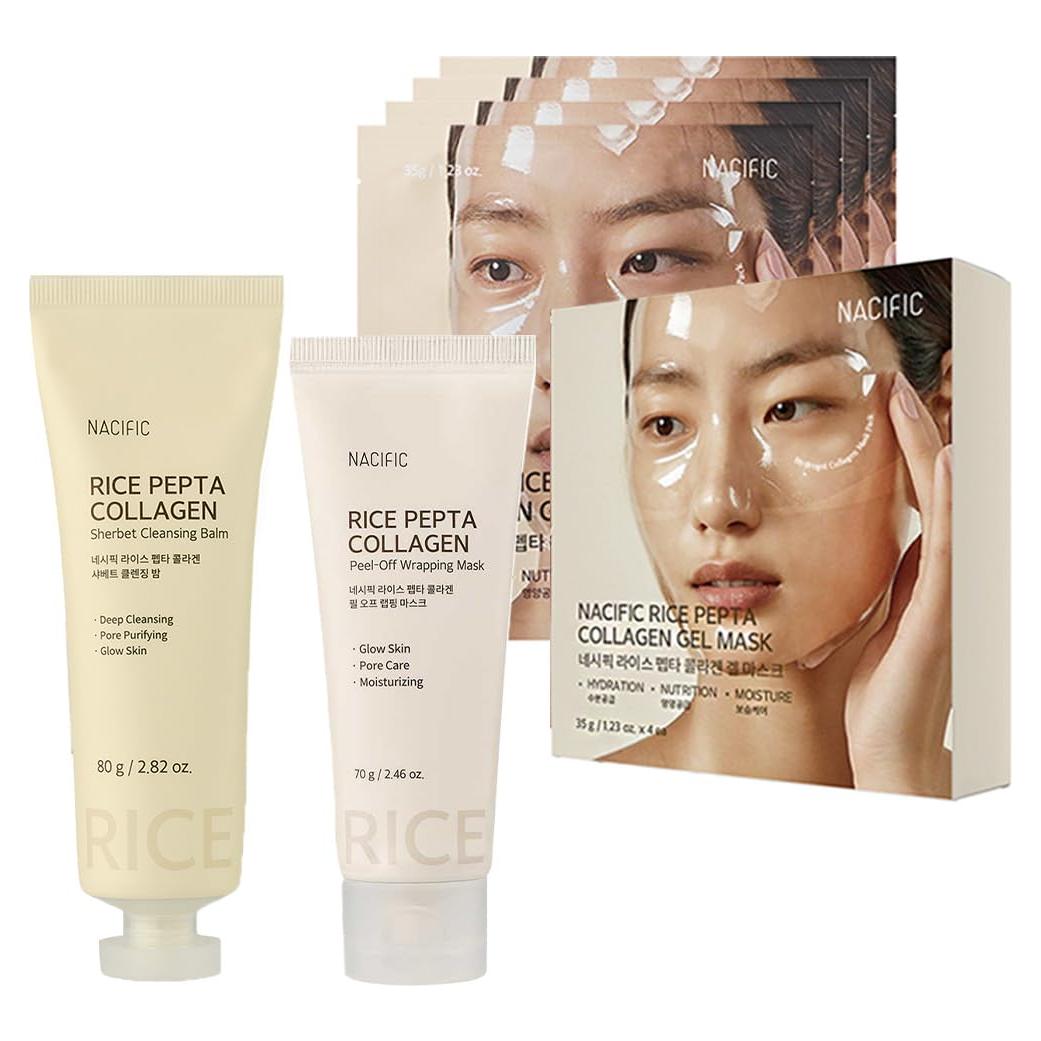 Kit de Cuidado de Piel NACIFIC Rice Pepta Collagen - 3 Pasos