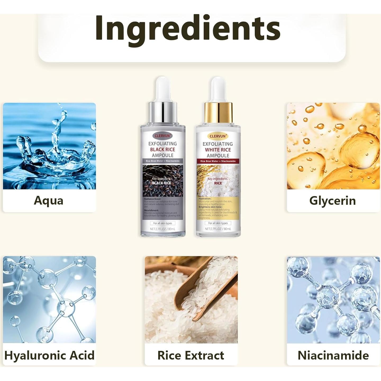 Ampolla Exfoliante de Arroz Negro y Blanco - 80ml - 2 PCS