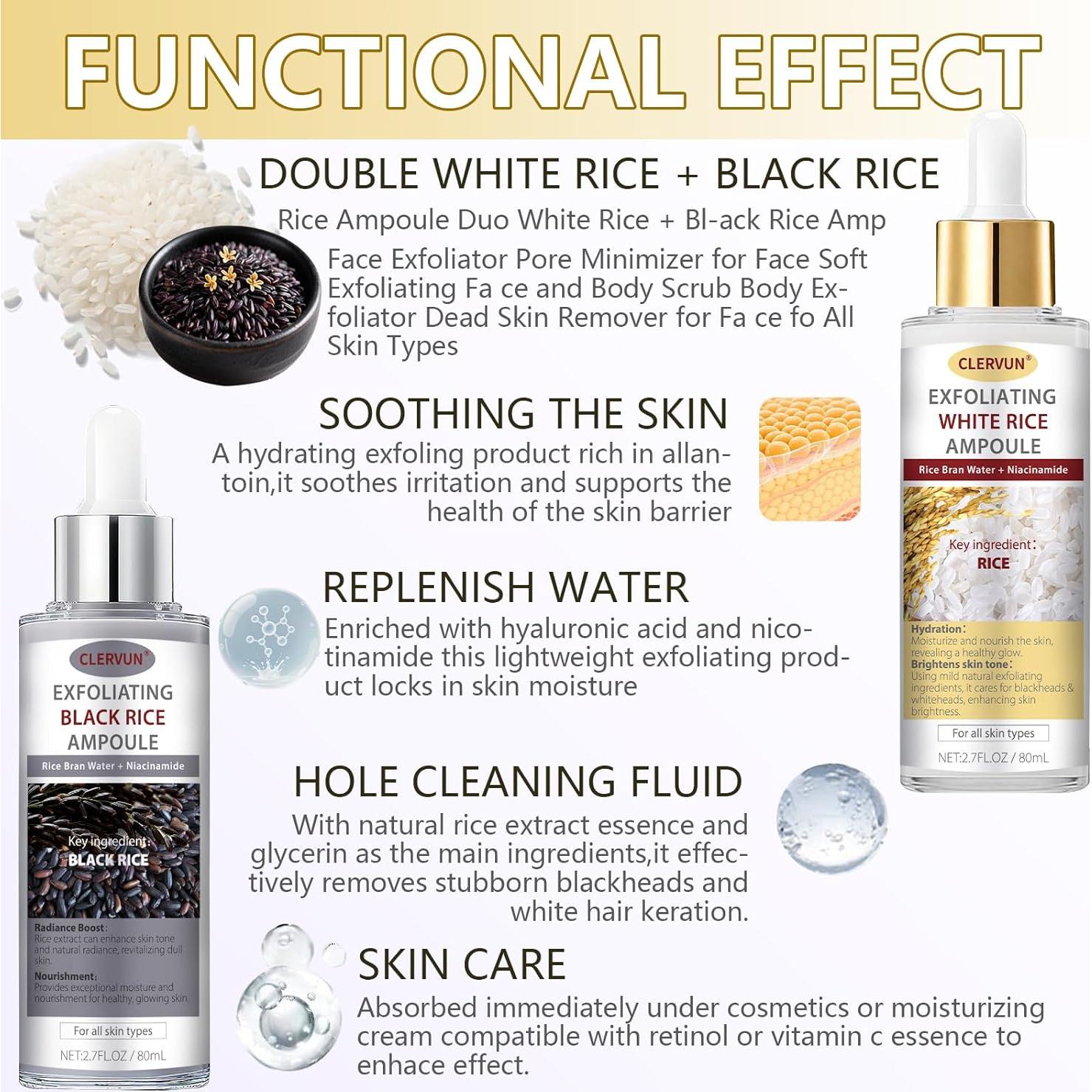 Ampolla Exfoliante de Arroz Negro y Blanco - 80ml - 2 PCS