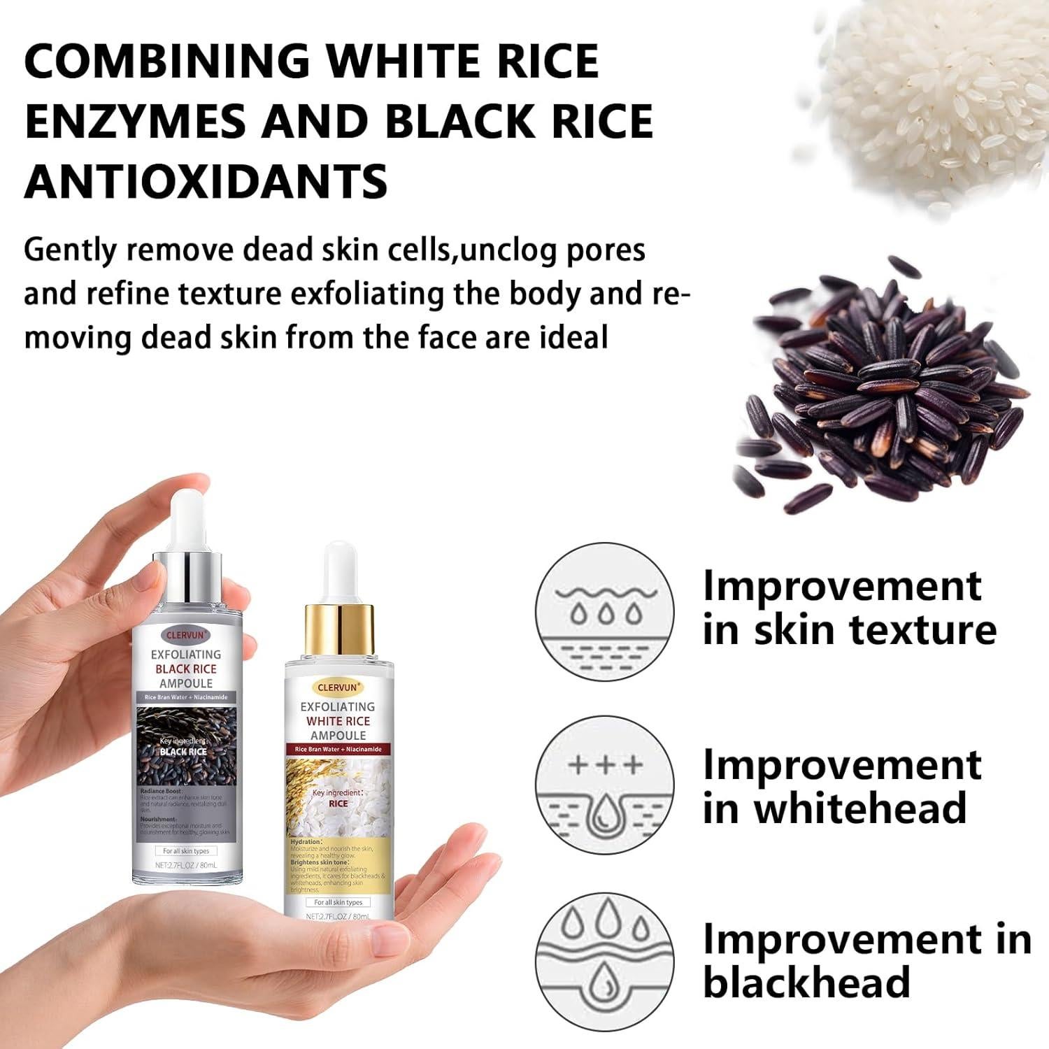 Ampolla Exfoliante de Arroz Negro y Blanco - 80ml - 2 PCS