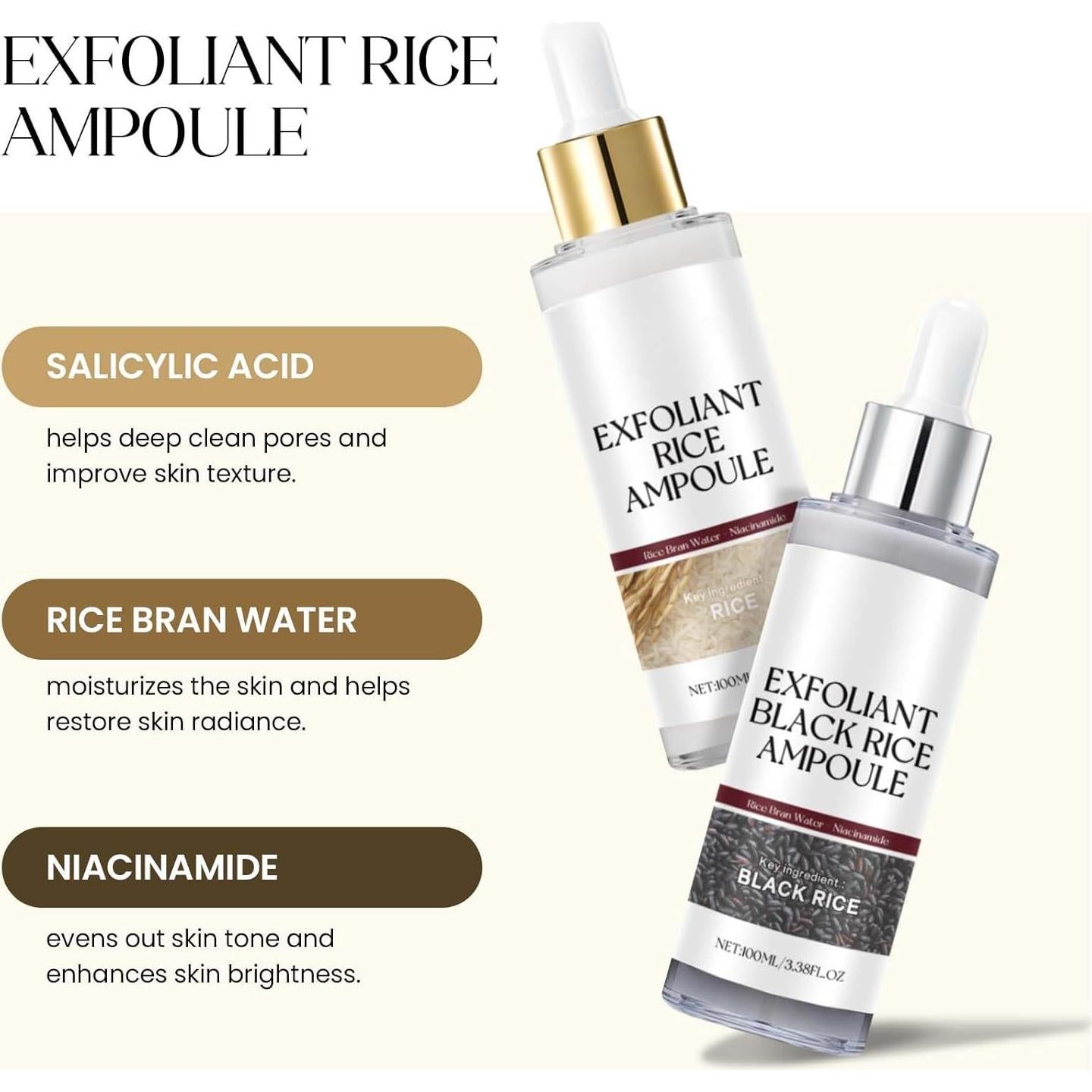 Juego de Ampollas Exfoliantes Shantou Yeyuxuan 2PCS - Arroz Negro y Blanco