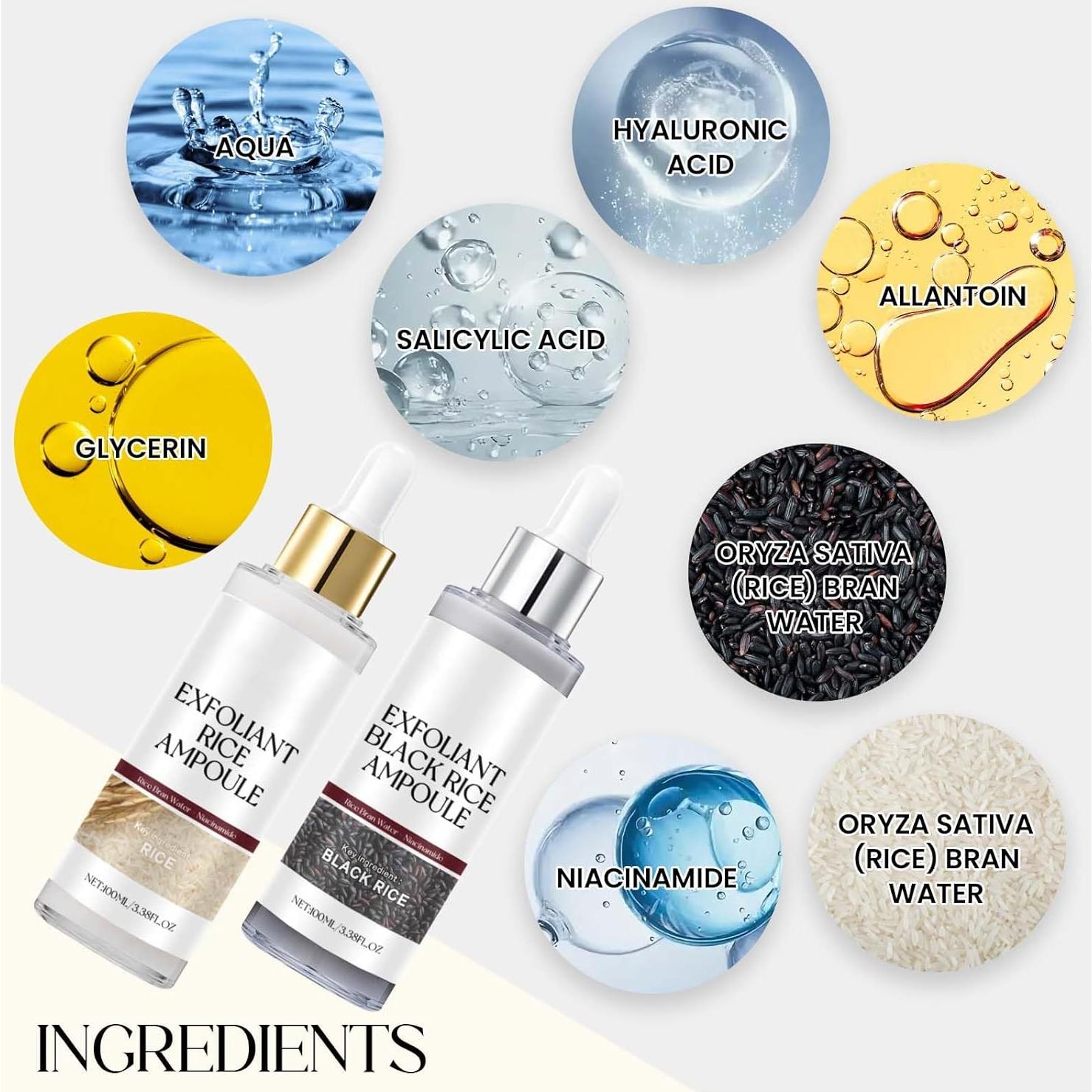 Juego de Ampollas Exfoliantes Shantou Yeyuxuan 2PCS - Arroz Negro y Blanco