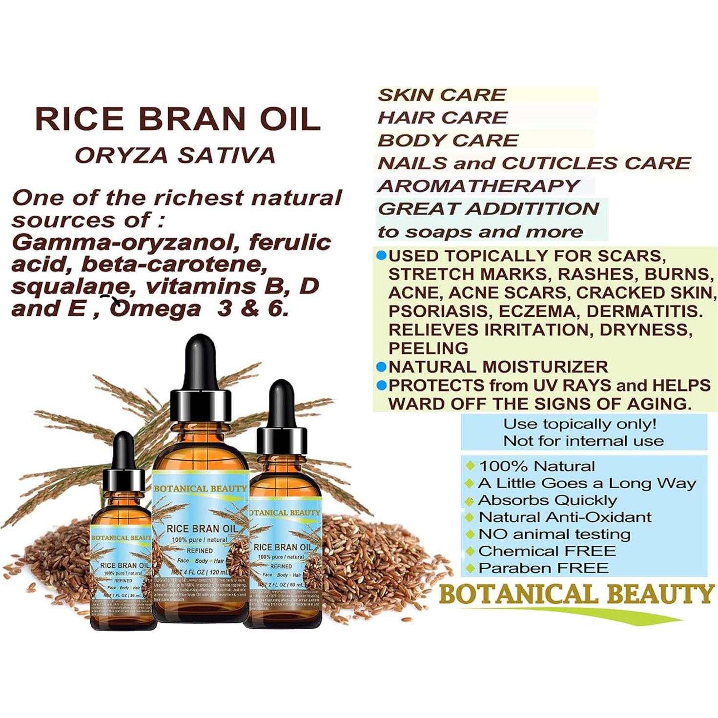 Aceite de Salvado de Arroz Belleza Botánica 29.57 ml Puro Natural