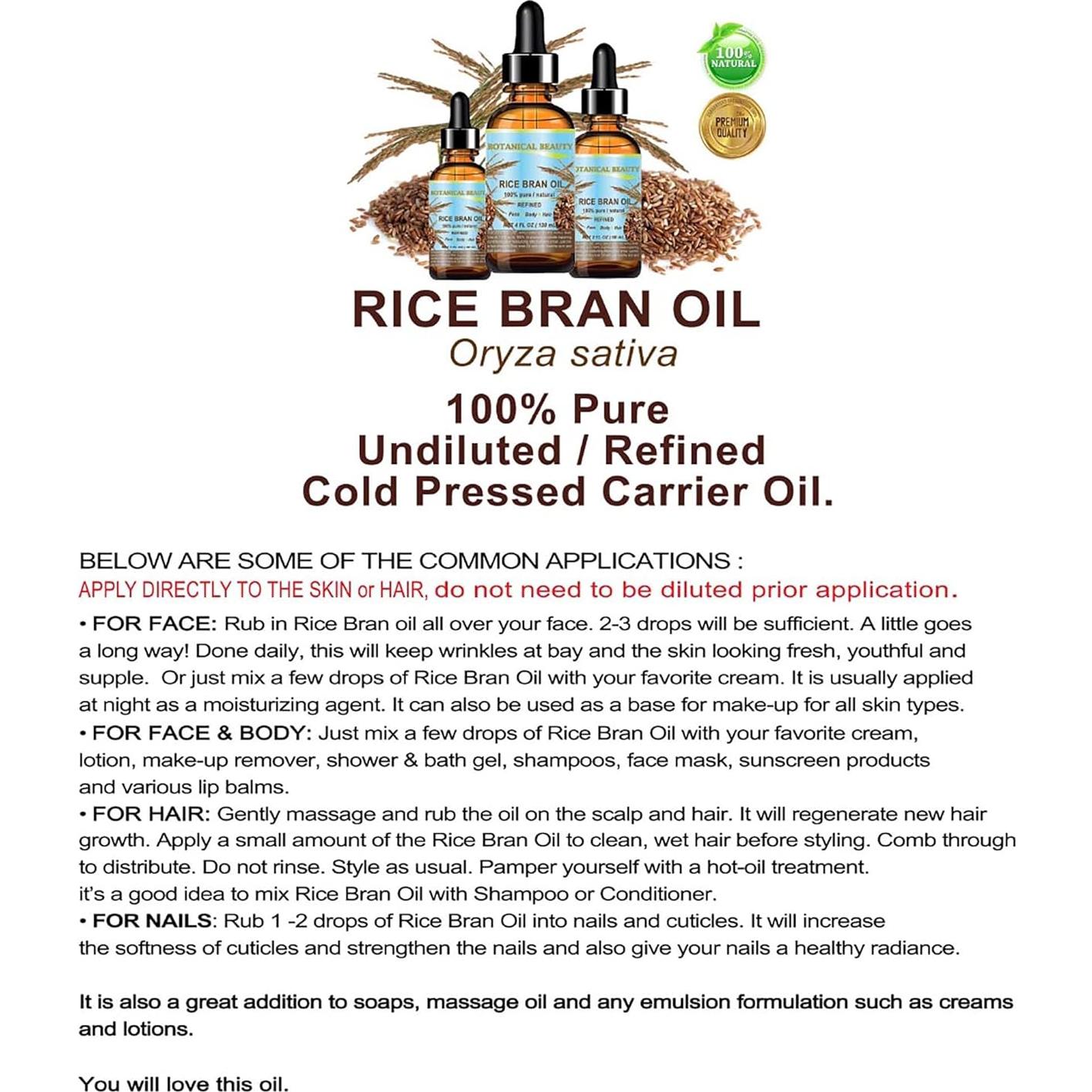 Aceite de Salvado de Arroz Belleza Botánica 29.57 ml Puro Natural