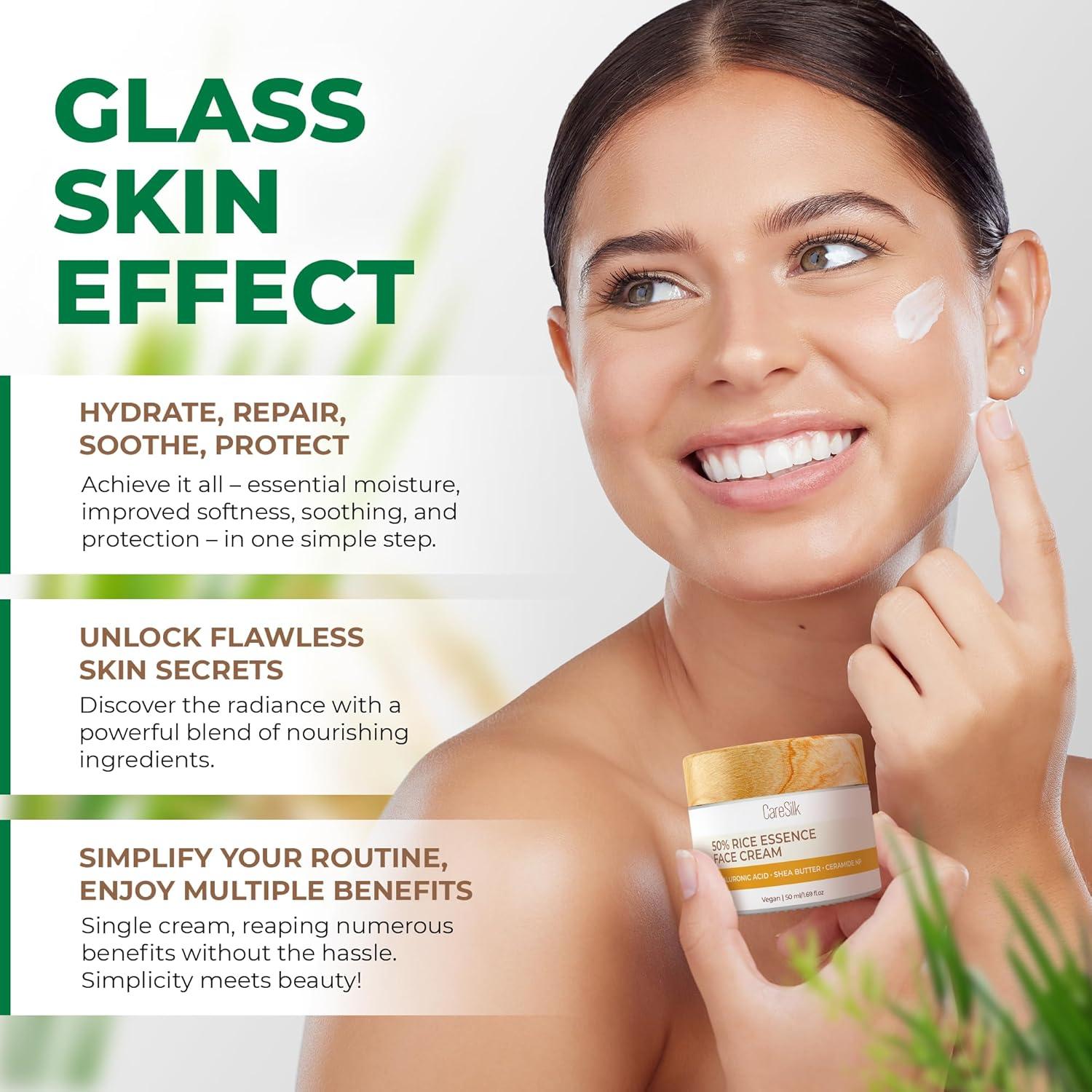 Crema Hidratante Facial CareSilk con Arroz Orgánico y Ácido Hialurónico