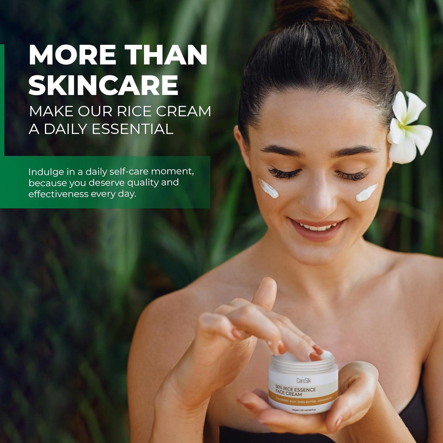 Crema Hidratante Facial CareSilk con Arroz Orgánico y Ácido Hialurónico