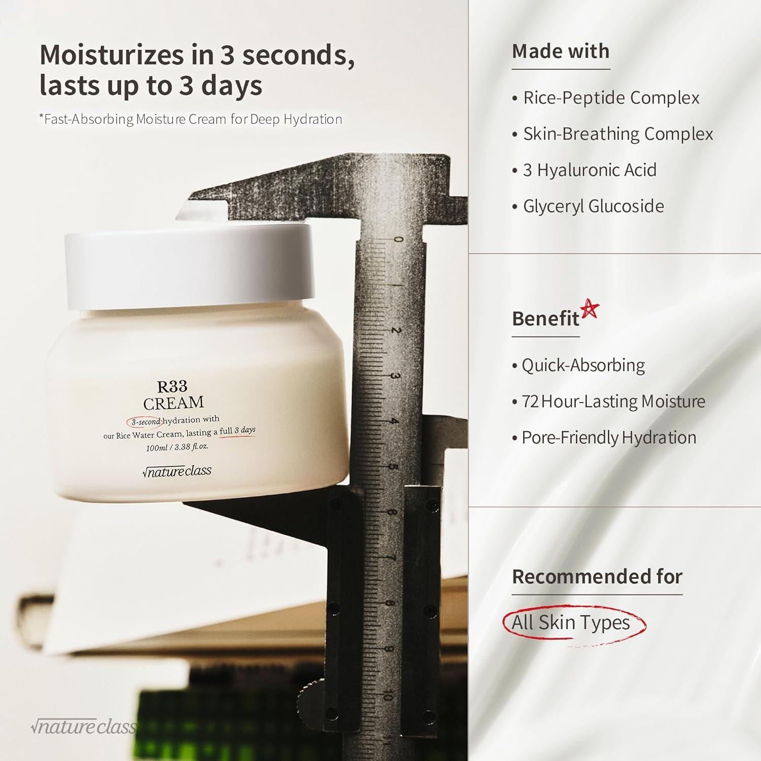 Crema Hidratante Facial R33 BEAUMSMILE 100 ml - Piel Seca y Sensible