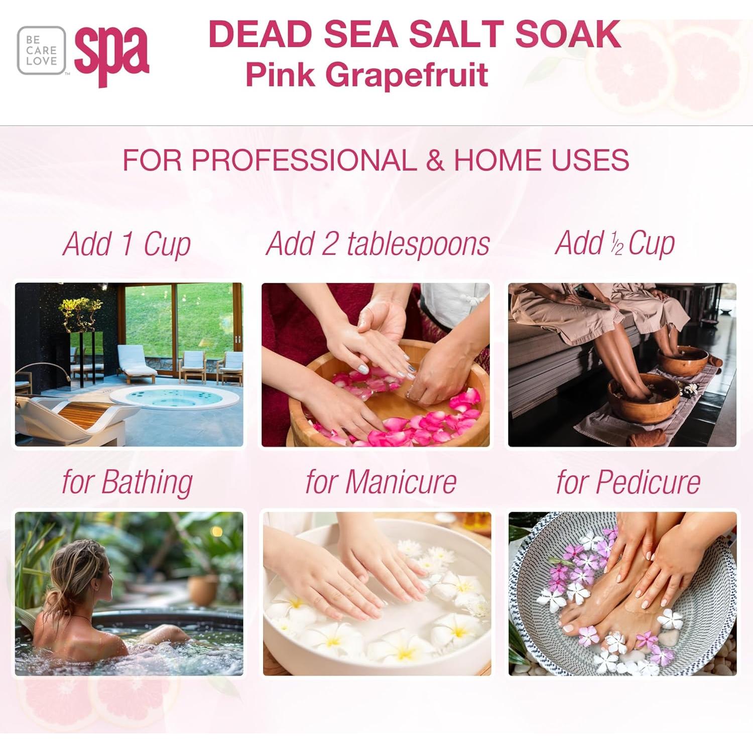 Sal de Mar Muerto Be Care Love Spa 16 oz Pomelo Rosa