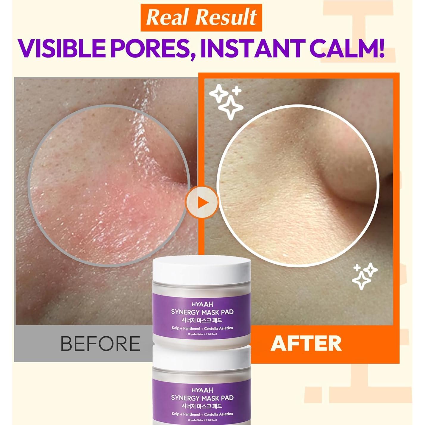 Pad de Máscara Sinérgico HYAAH - 60 Discos Faciales Hidratantes