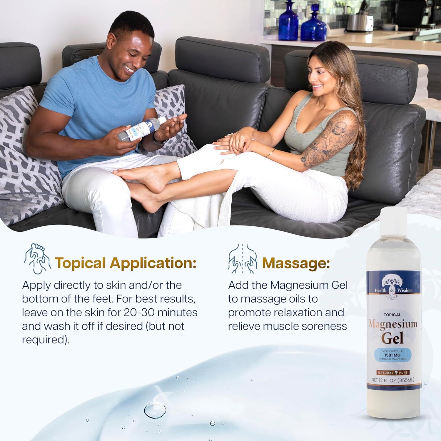 Gel de Magnesio Puro Health and Wisdom 340g - Alivio Muscular