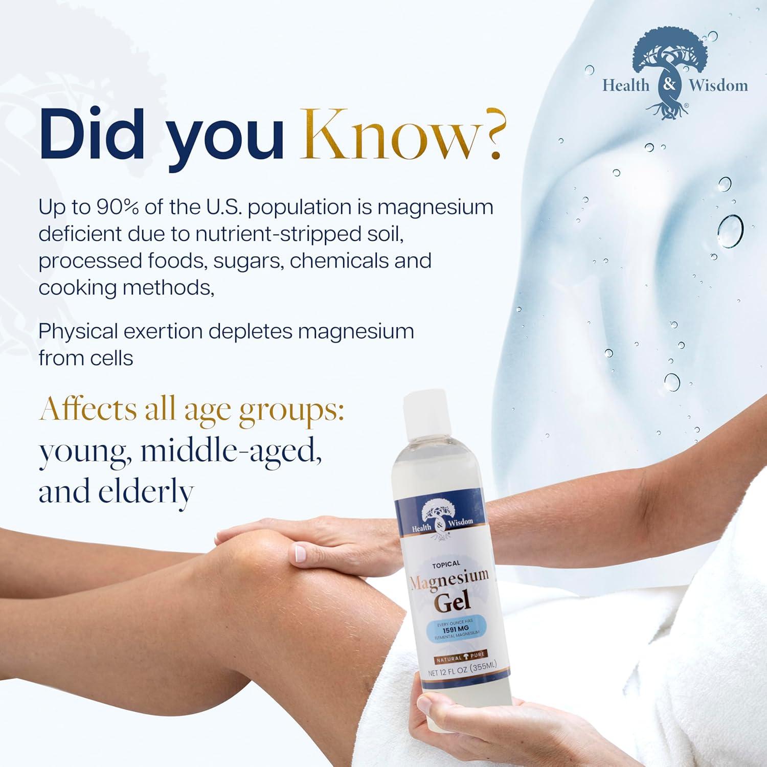 Gel de Magnesio Puro Health and Wisdom 340g - Alivio Muscular