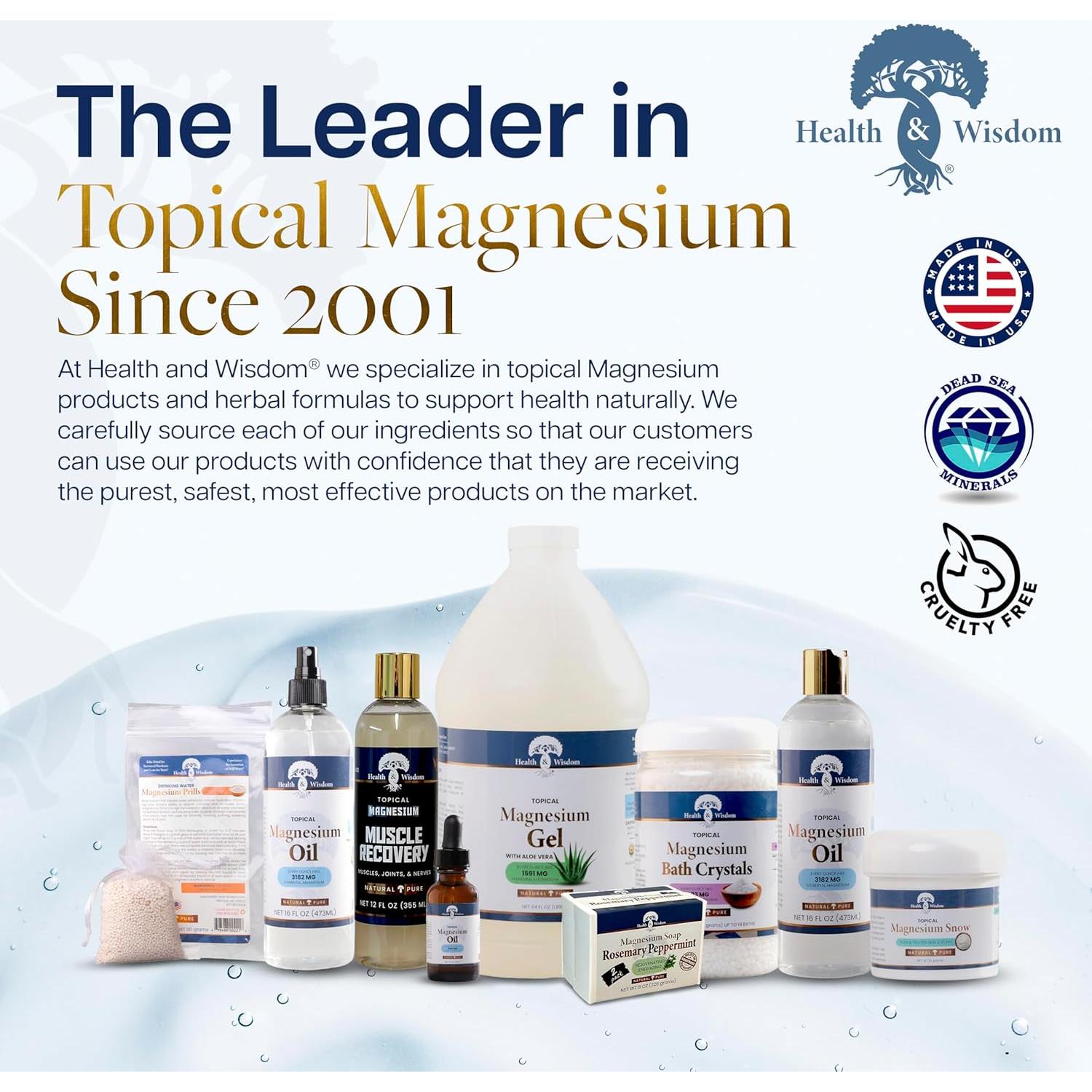 Gel de Magnesio Puro Health and Wisdom 340g - Alivio Muscular