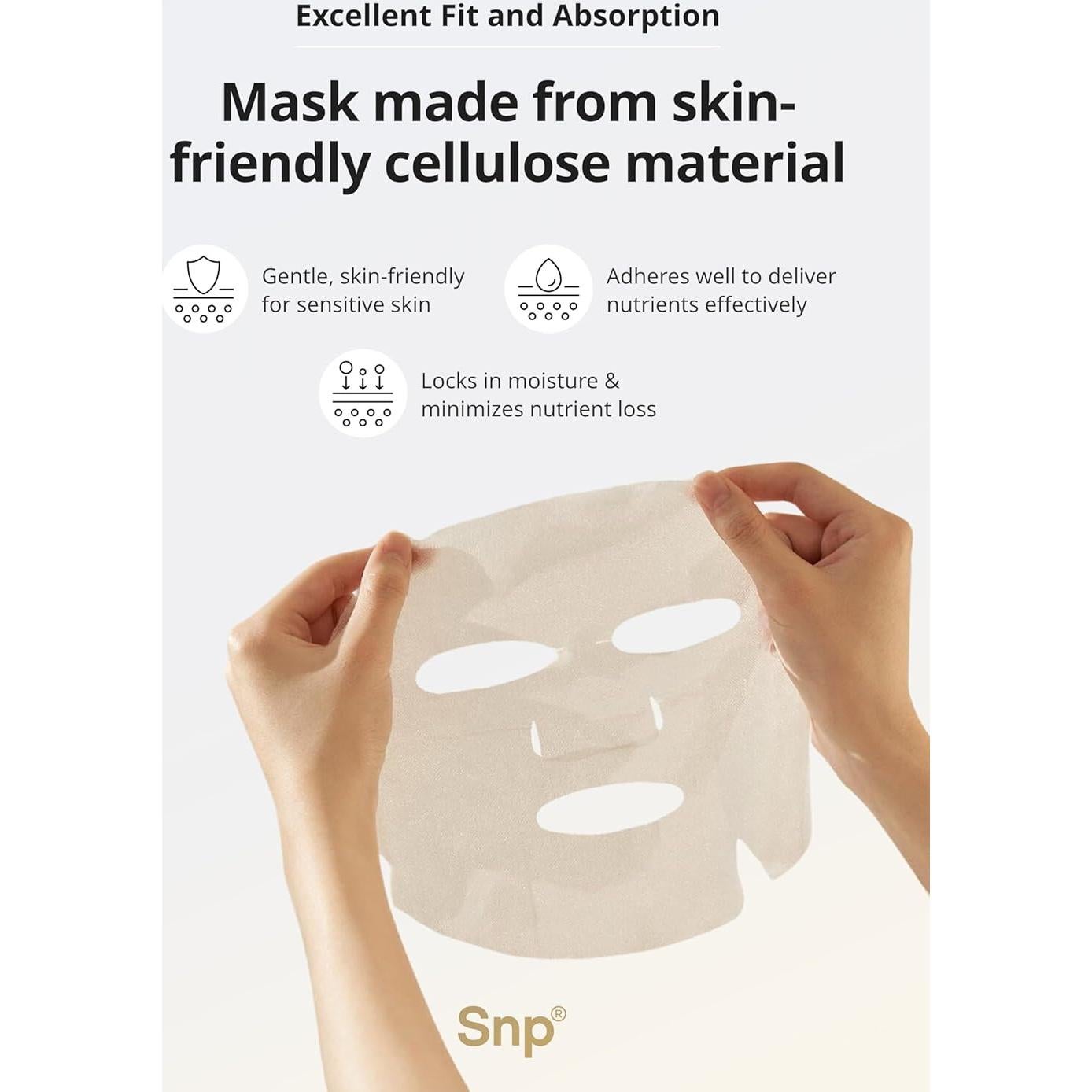 Conjunto de Mascarillas Faciales SNP | Nido de Pájaro, Oro 24K, Diamante | Hidratante y Nutritivo | 12 Hojas