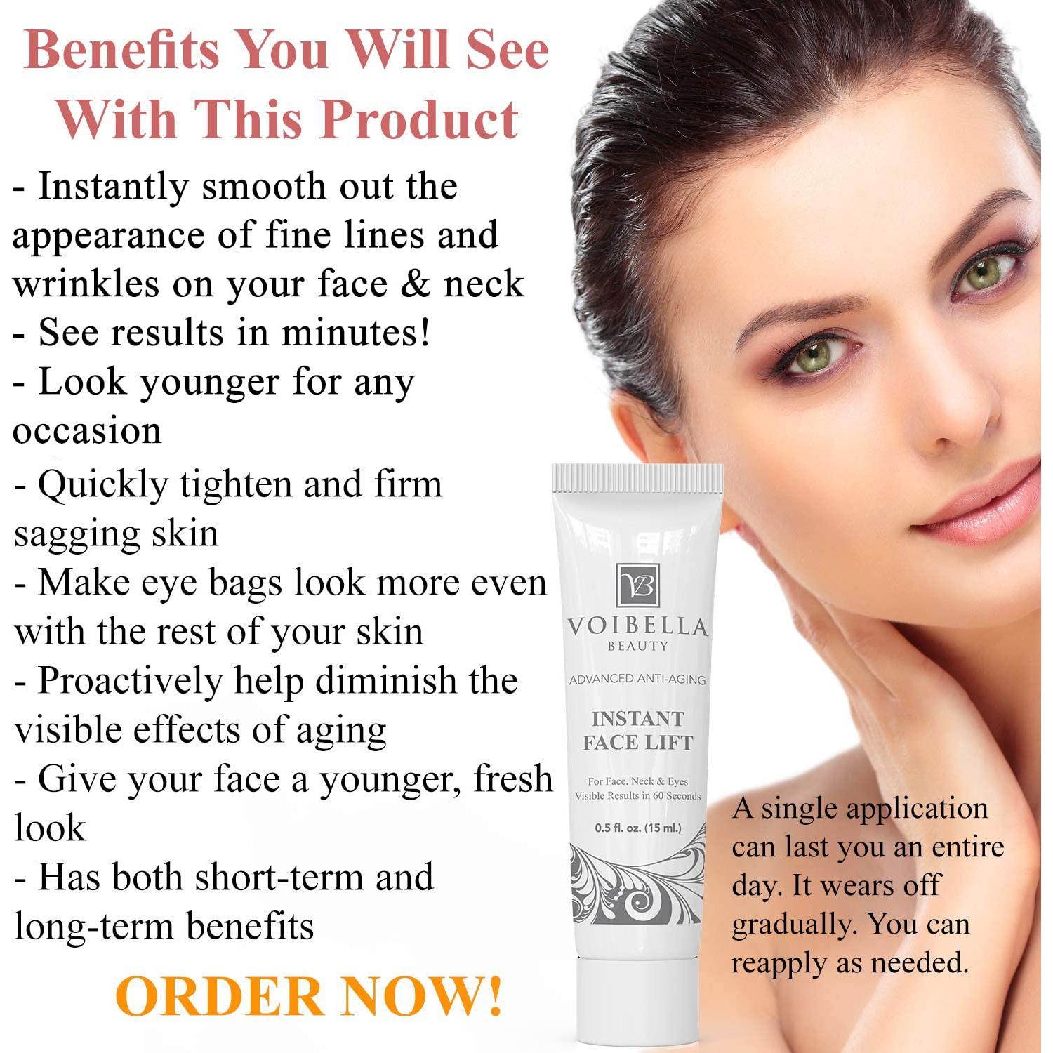 Crema Lifting Facial Instantánea Voibella 14.17g - Suero Antiarrugas