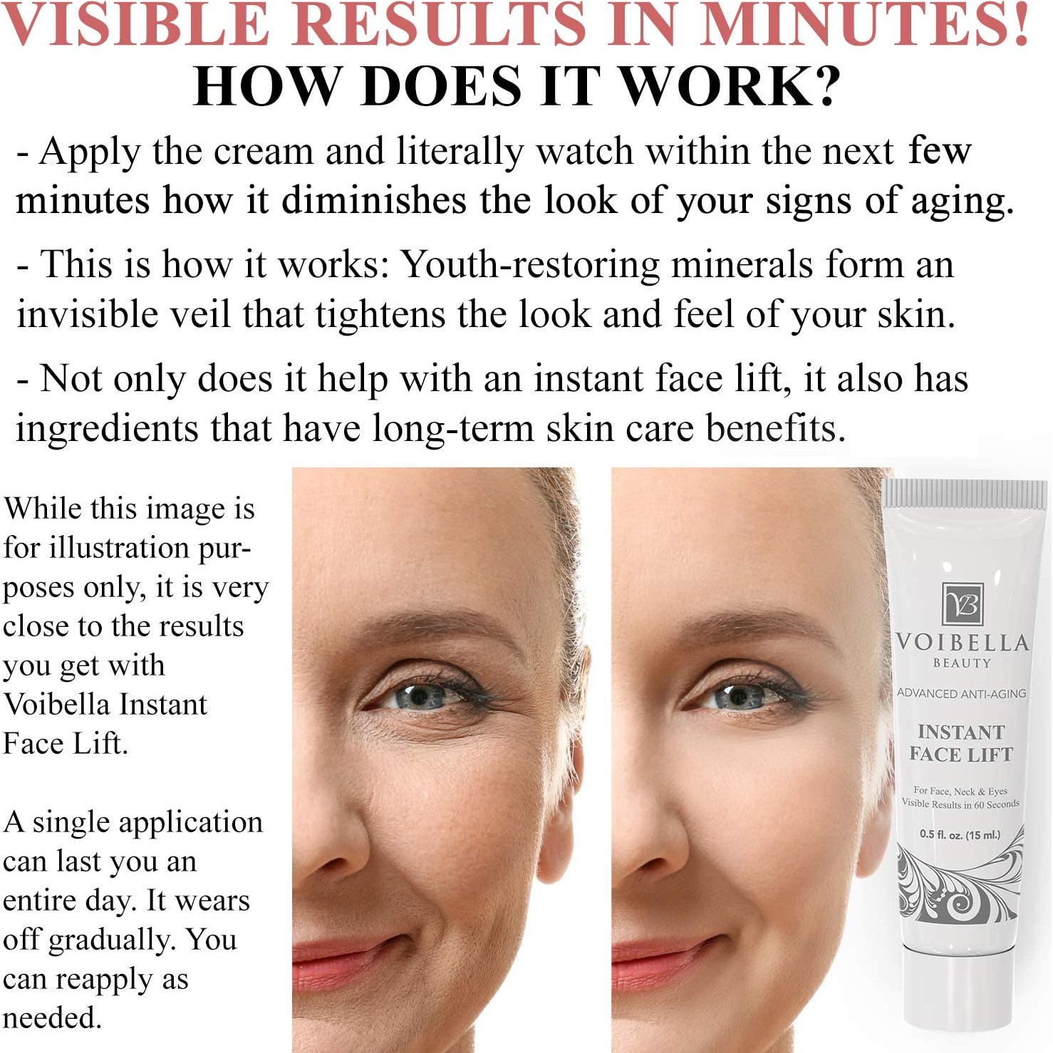 Crema Lifting Facial Instantánea Voibella 14.17g - Suero Antiarrugas