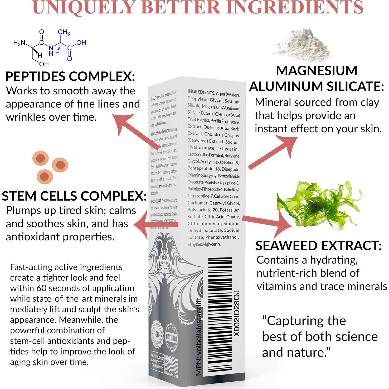 Crema Lifting Facial Instantánea Voibella 14.17g - Suero Antiarrugas