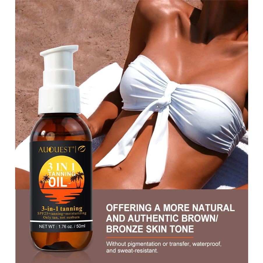 Aceite Bronceador 3-en-1 AUQUEST 50ML SPF 25 Hidratante