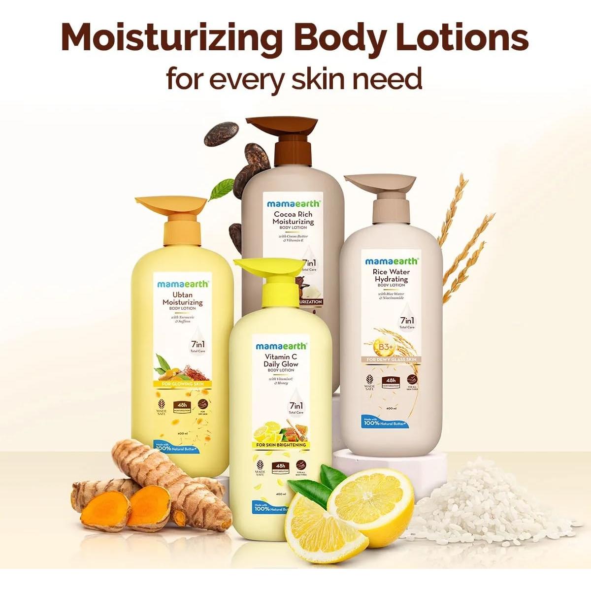 Loción Corporal Hidratante Ubtan Mamaearth 400 ml - Cúrcuma y Azafrán