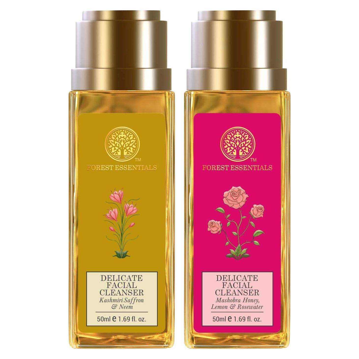 Set de Limpiadores Faciales Forest Essentials 50ml - Azafrán Neem y Agua de Rosas