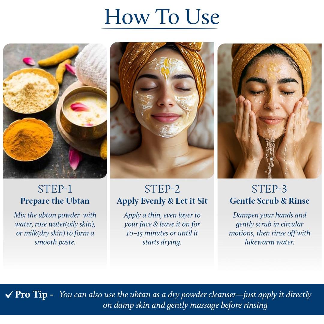 Polvo Ubtan Ayurvédico Blue Nectar 99.22 g - Cúrcuma y Multani Mitti