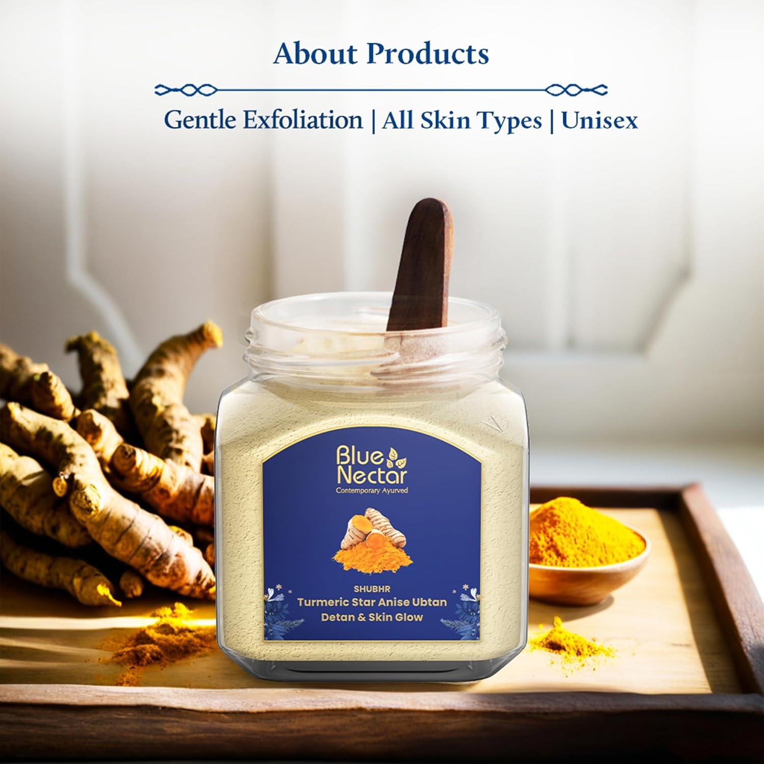 Polvo Ubtan Ayurvédico Blue Nectar 99.22 g - Cúrcuma y Multani Mitti