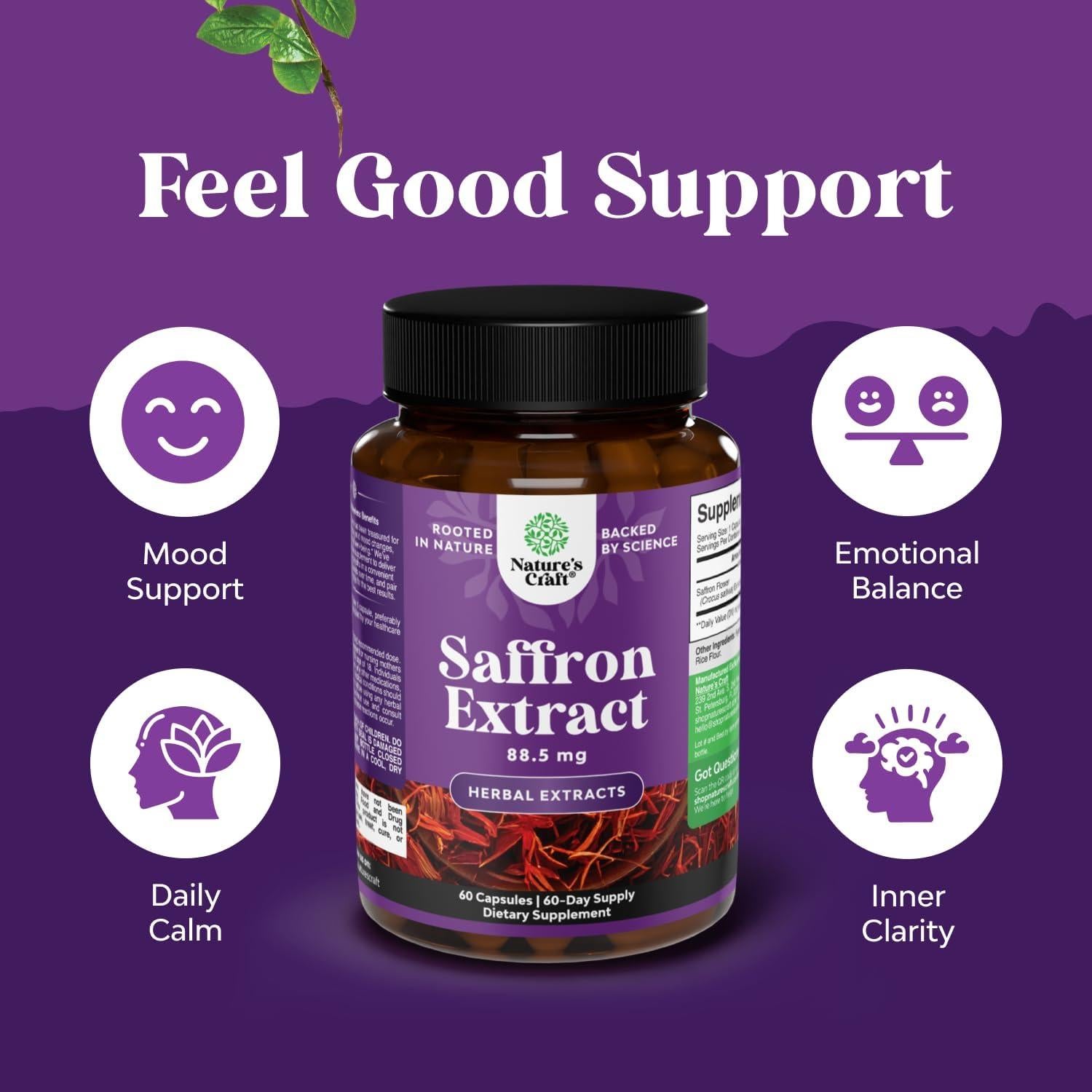 Cápsulas de Extracto de Azafrán Natures Craft - 60 Unidades