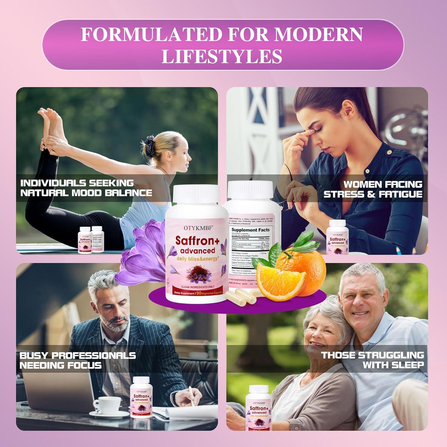 Cápsulas de Azafrán Orgánico OTYKMBF con Colágeno y Biotina - 90 Unidades