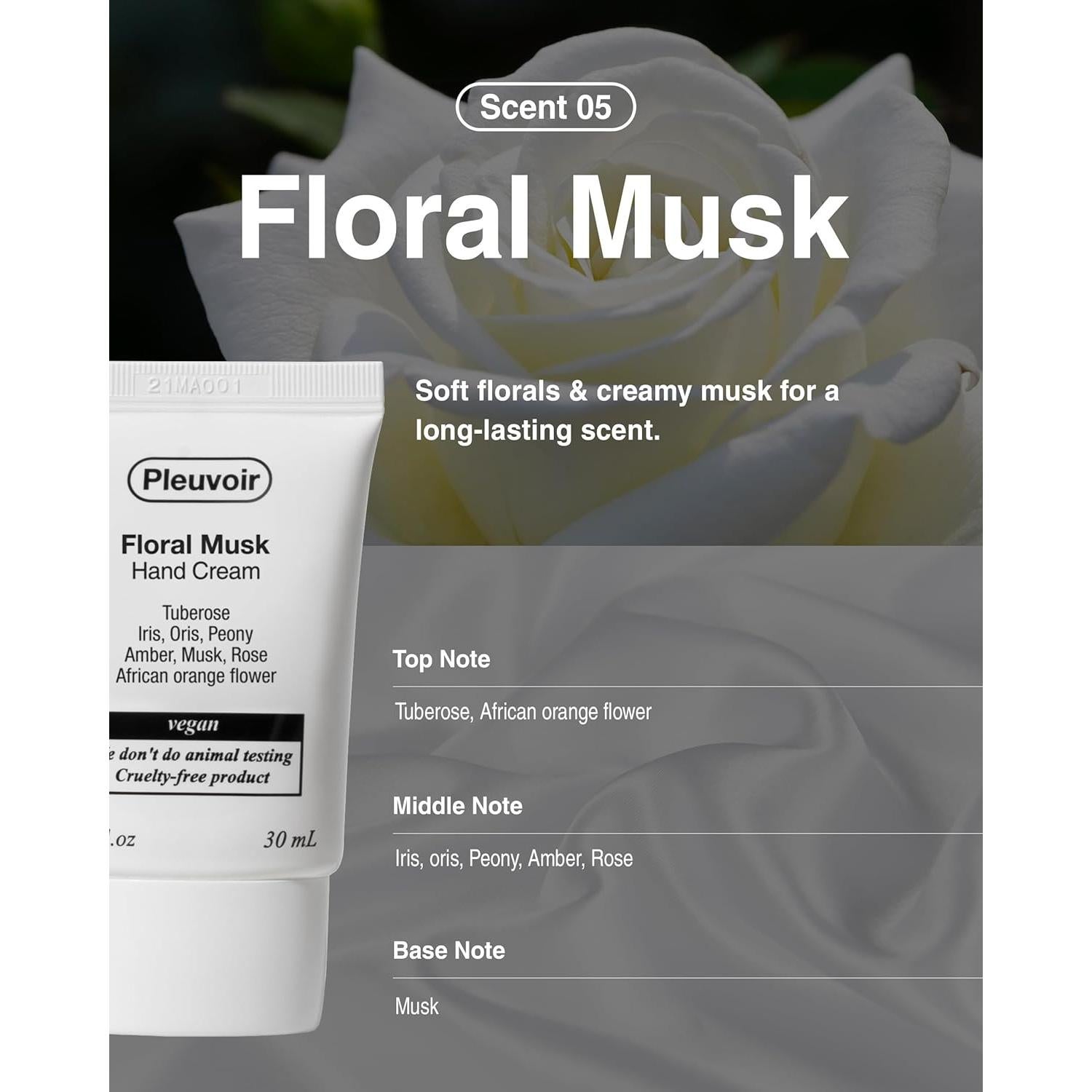 Crema de Manos Pleuvoir Almizcle Floral 40.82g - K-Beauty Vegano