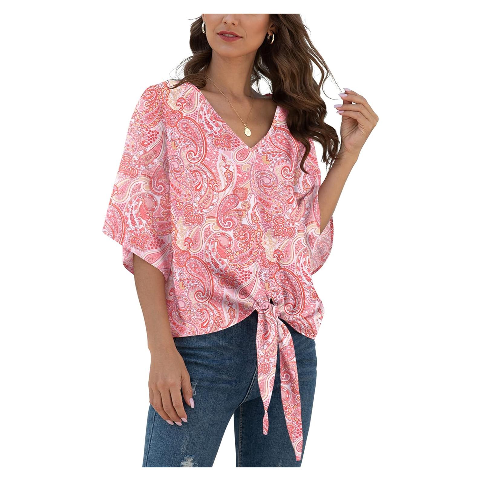 Blusa de Chifón VIISHOW para Mujeres, Escote en V, Manga 3/4, Casual