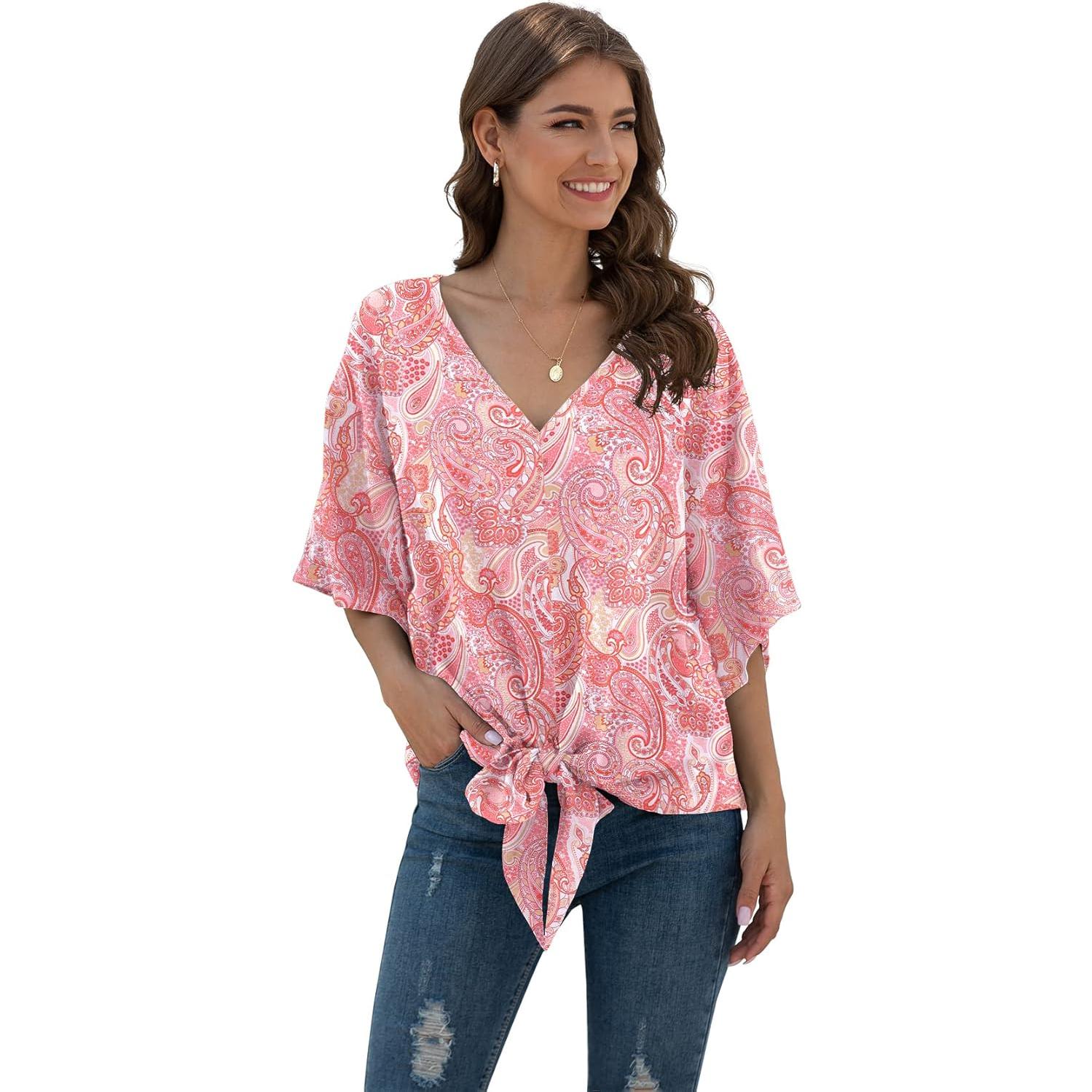 Blusa de Chifón VIISHOW para Mujeres, Escote en V, Manga 3/4, Casual