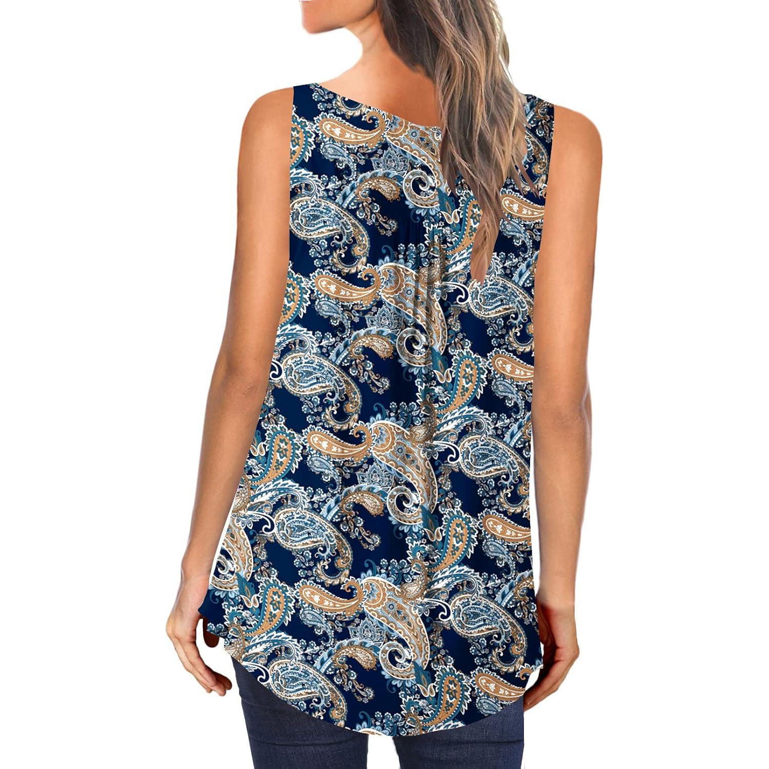 Túnica Sin Mangas Ulovmi para Mujeres Talla Grande Azul Real