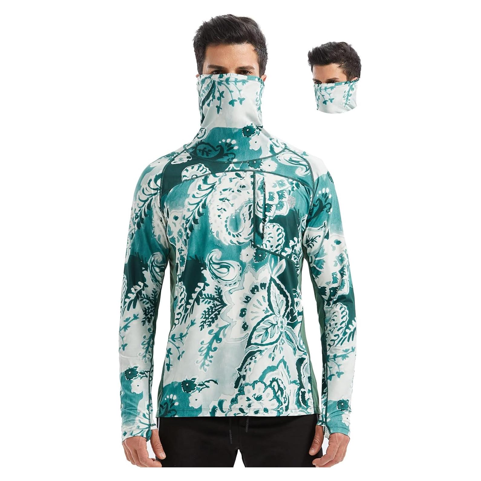 Camisa con Capucha Solar UPF 50+ para Hombre PIQIDIG 3XL Verde