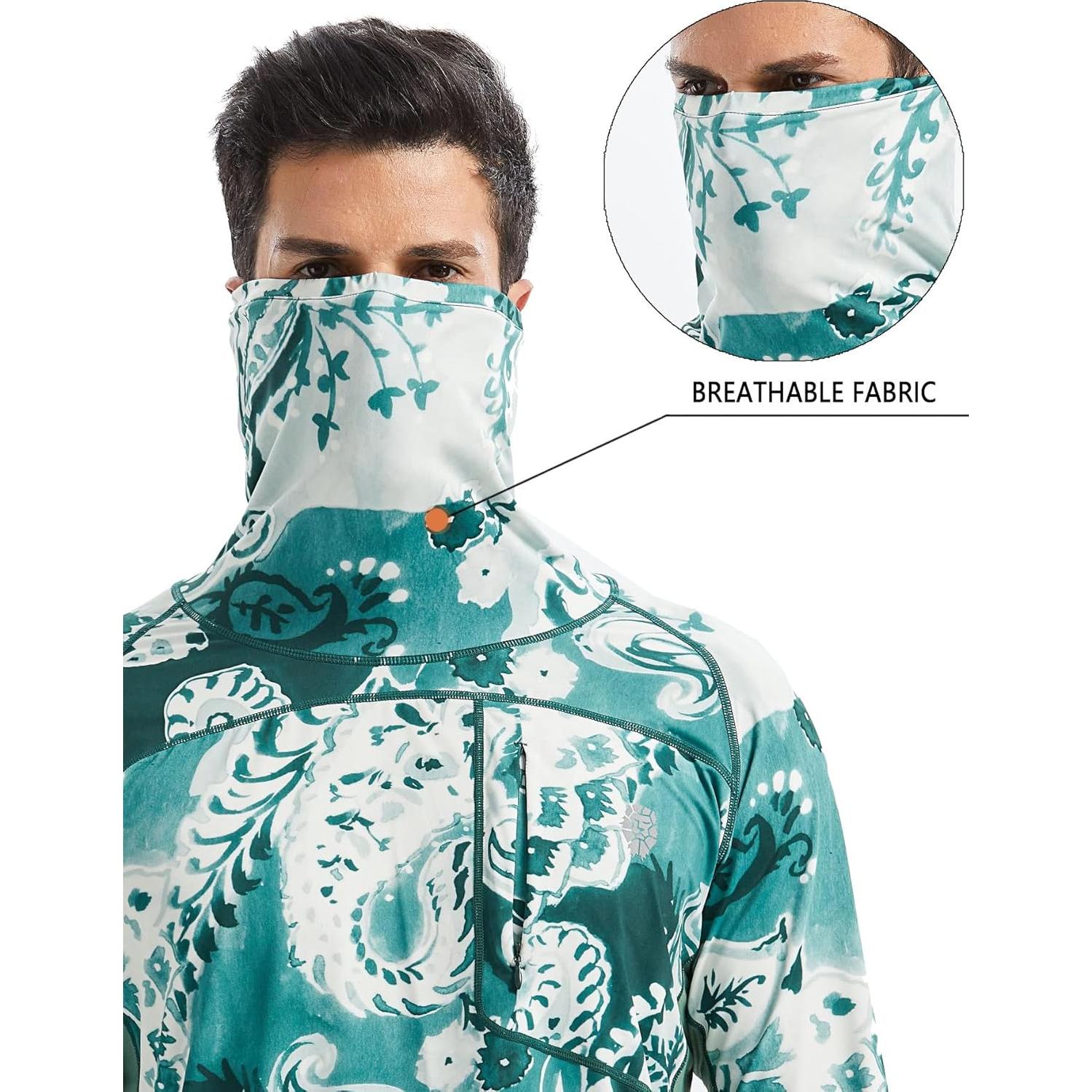 Camisa con Capucha Solar UPF 50+ para Hombre PIQIDIG 3XL Verde