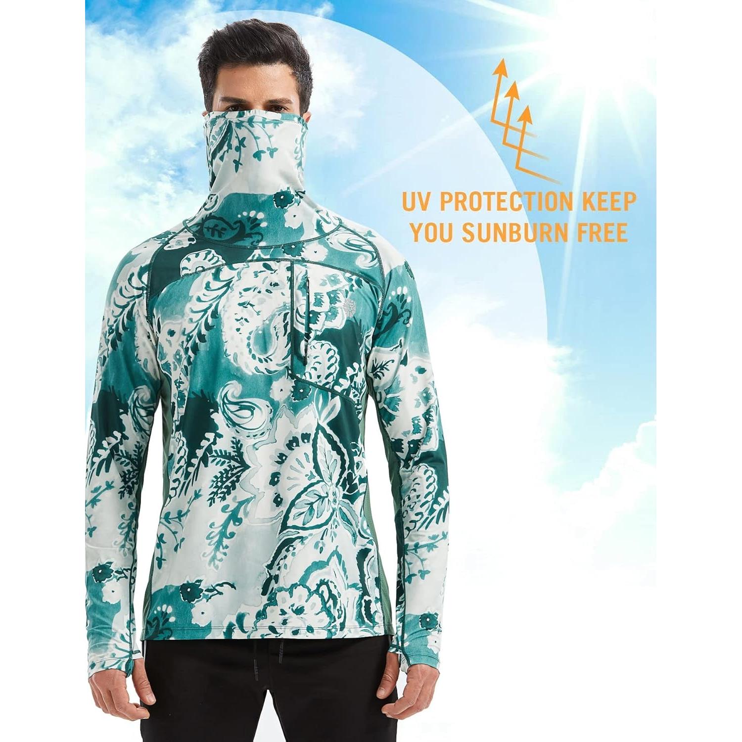 Camisa con Capucha Solar UPF 50+ para Hombre PIQIDIG 3XL Verde