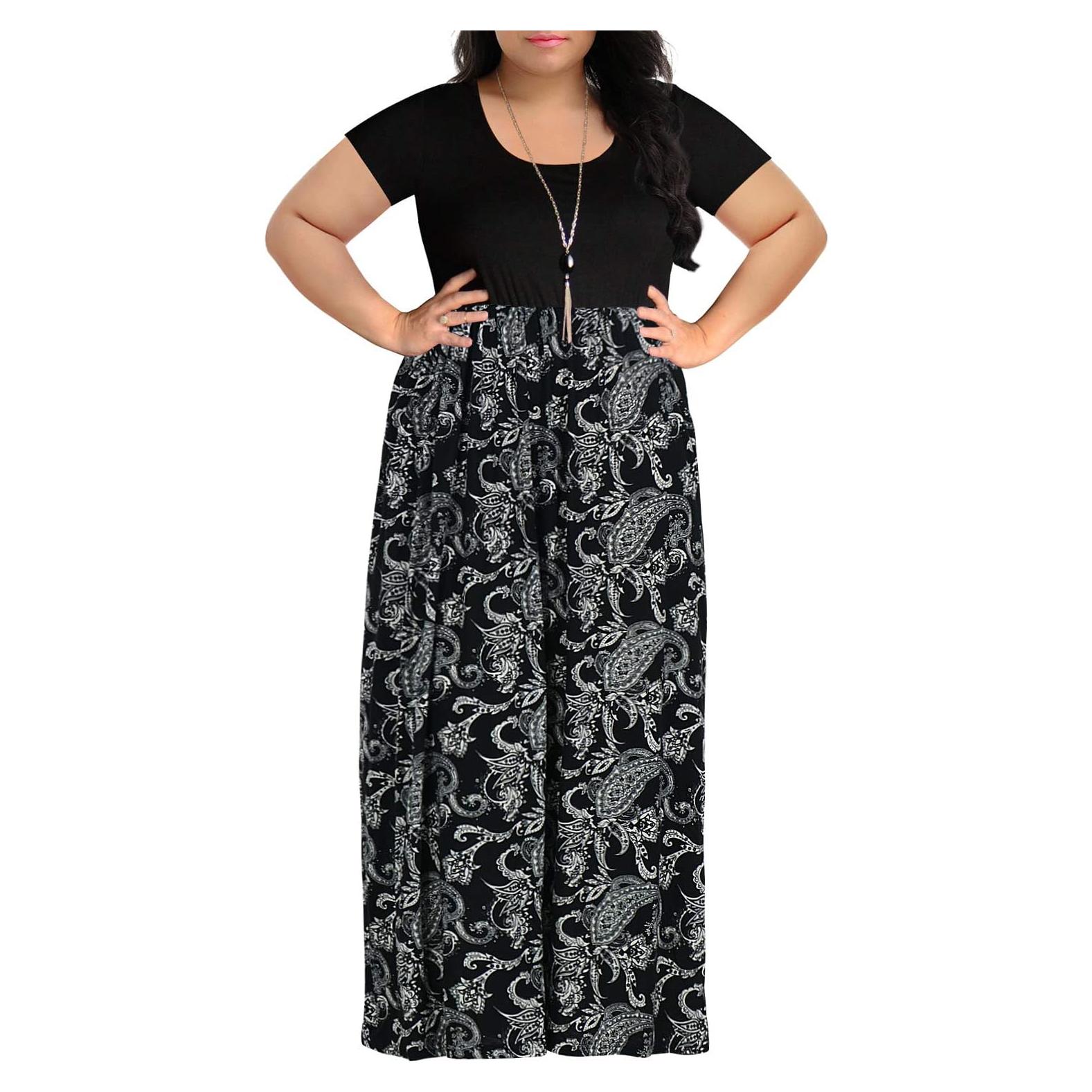 Vestido Maxi Talla Grande Nemidor Negro Anacardo 14 Plus