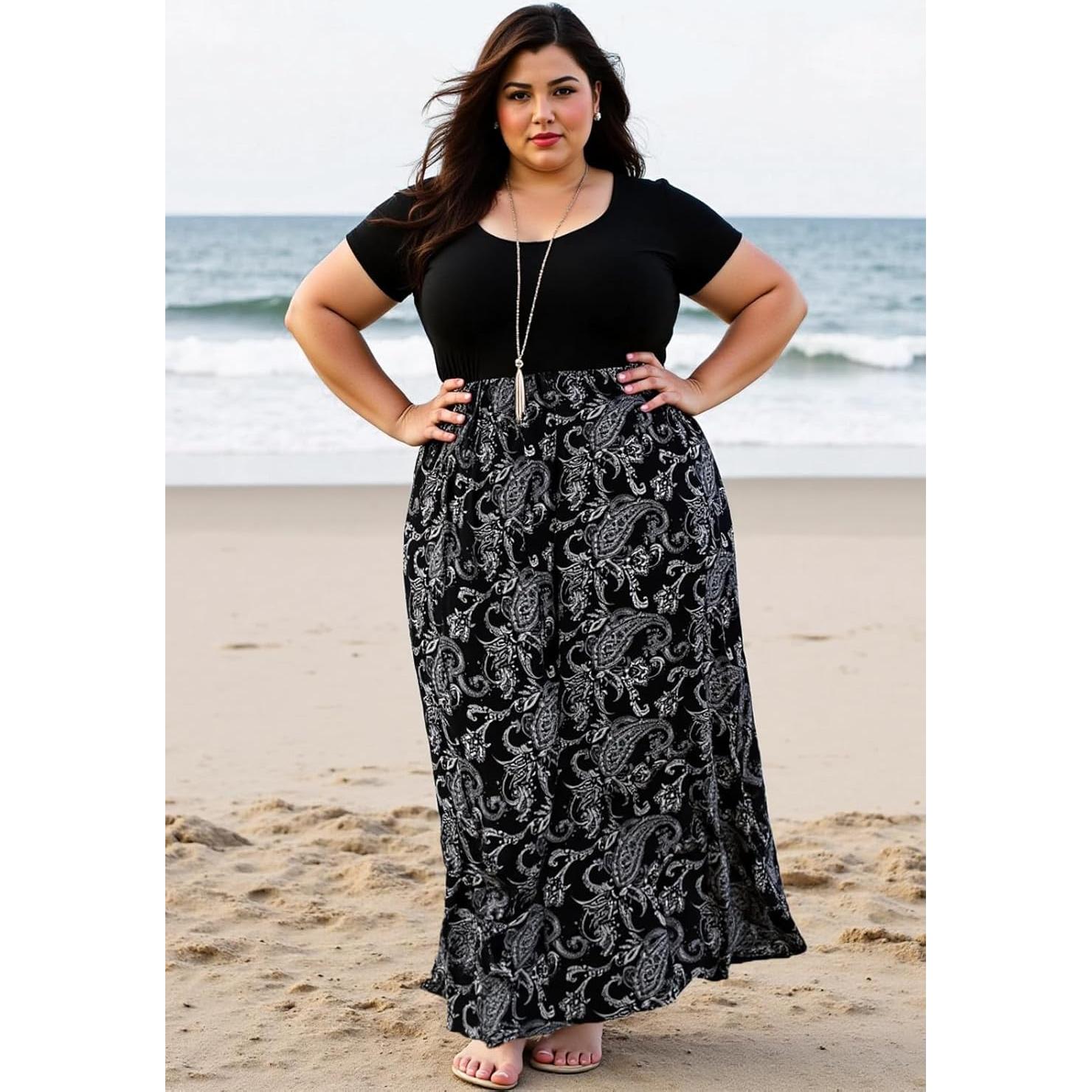 Vestido Maxi Talla Grande Nemidor Negro Anacardo 14 Plus