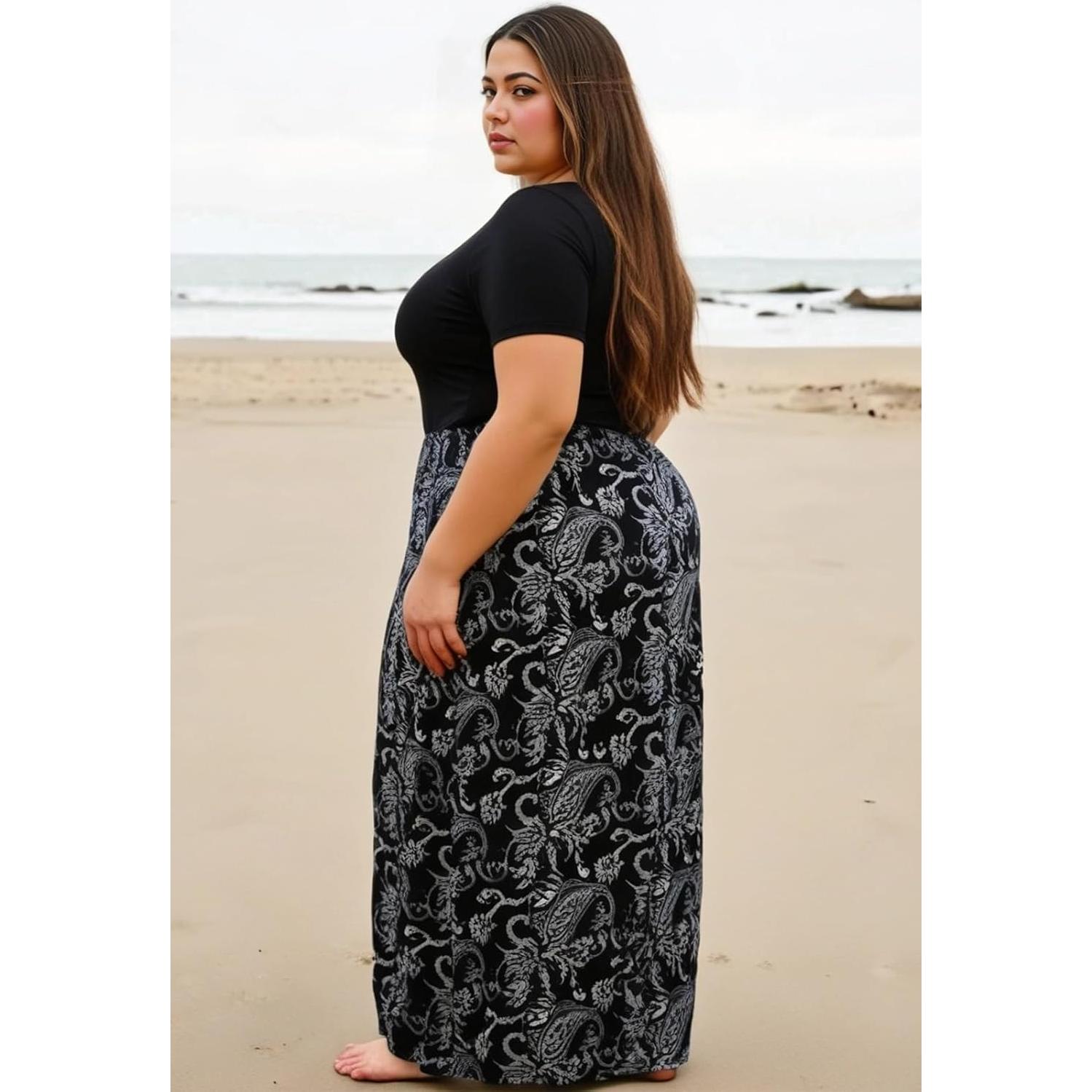 Vestido Maxi Talla Grande Nemidor Negro Anacardo 14 Plus