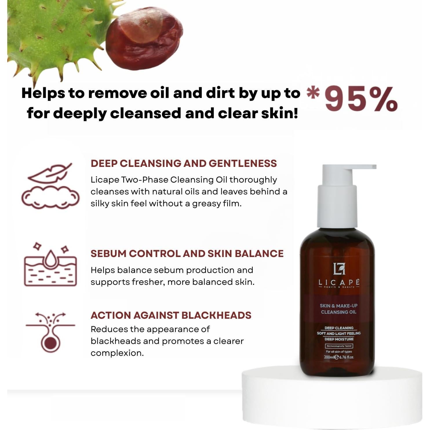 Aceite Limpiador Facial Licape 200 ml Doble Fase con Manzanilla