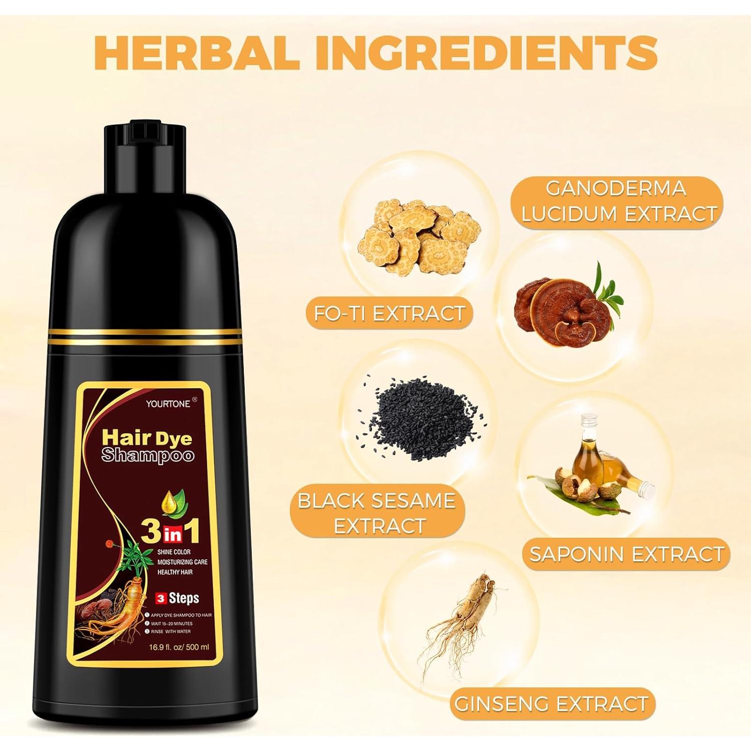 Champú para Teñir Cabello Castaño Claro 3 en 1 YOURTONE 500 ml