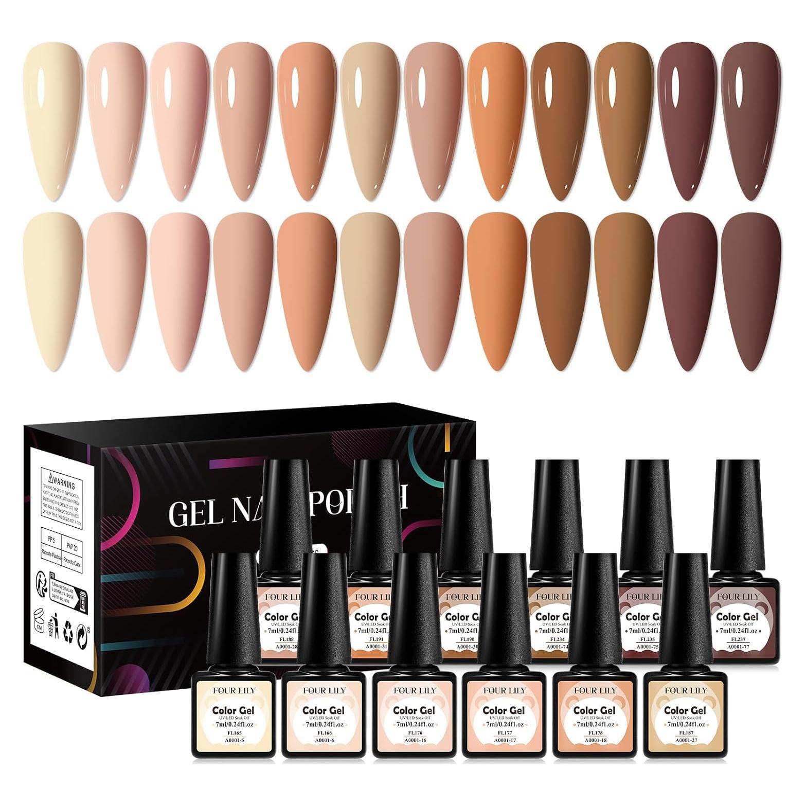 Set de Esmalte de Uñas en Gel 12 Colores Four Lily 7ml